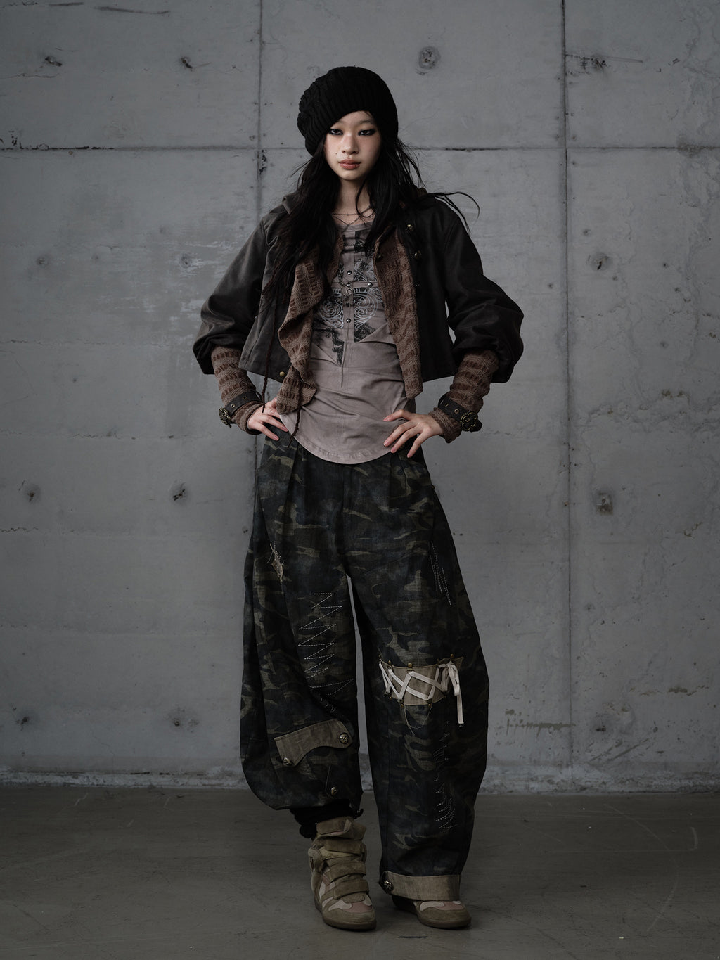 Deconstructed Knit Suede Cropped Jacket