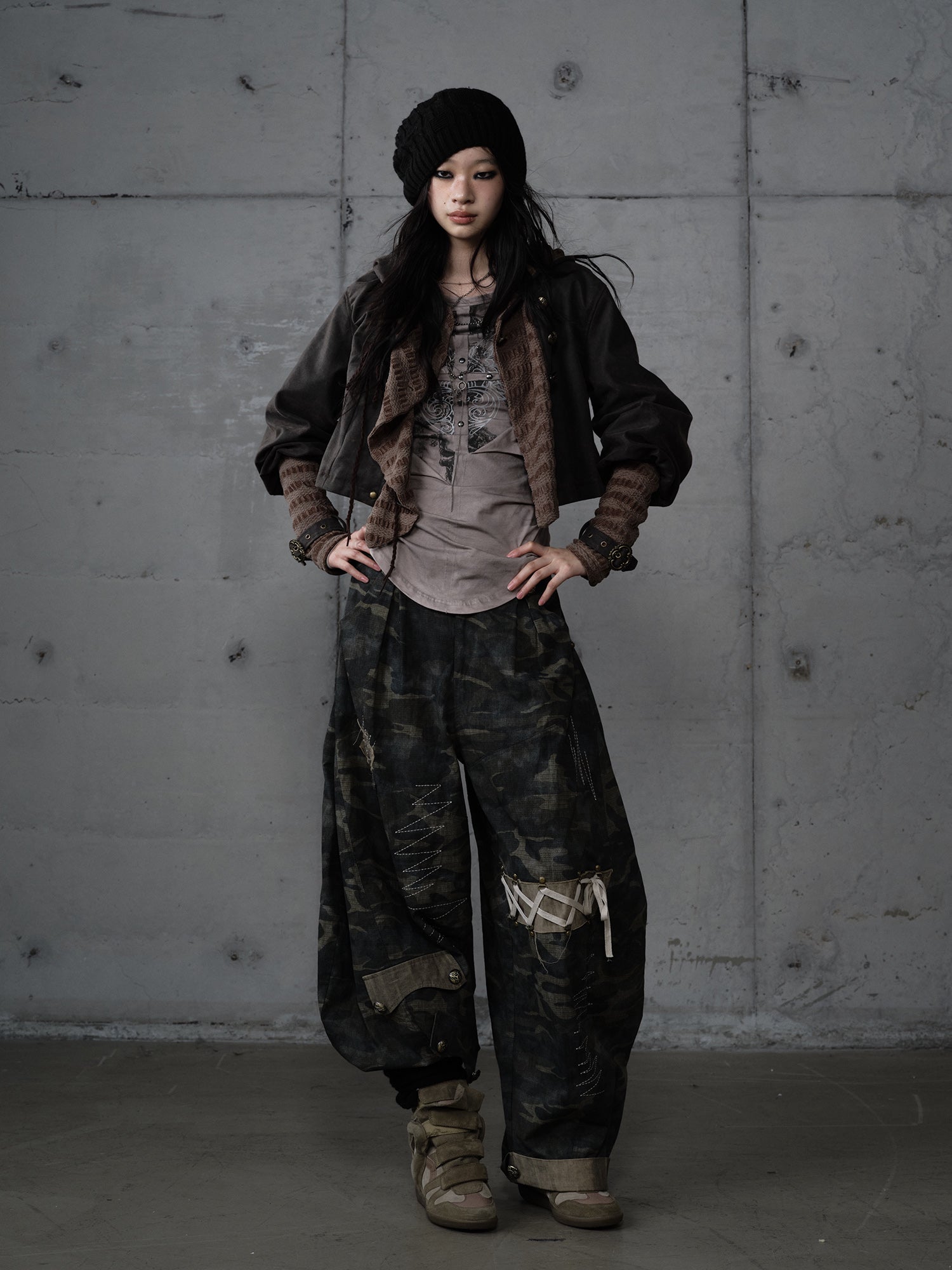 Deconstructed Knit Suede Cropped Jacket