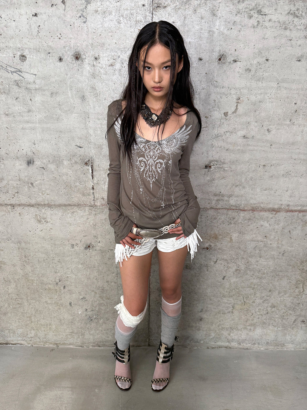 Gathered Detachable Fringe Shorts