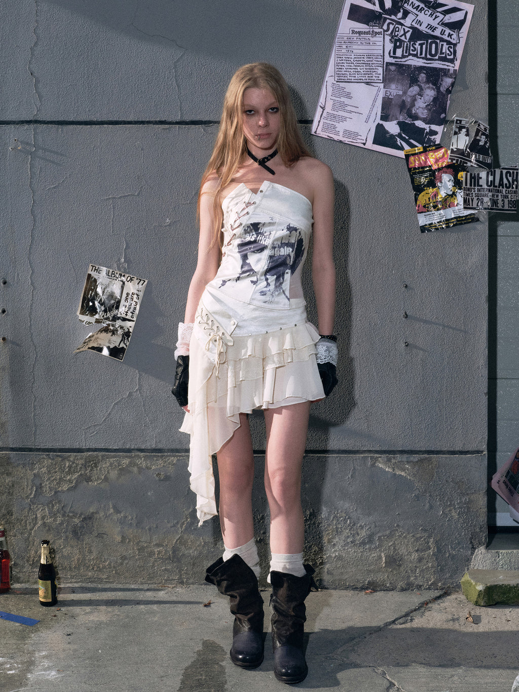 Punk Deconstructed Corset with Satin Laces