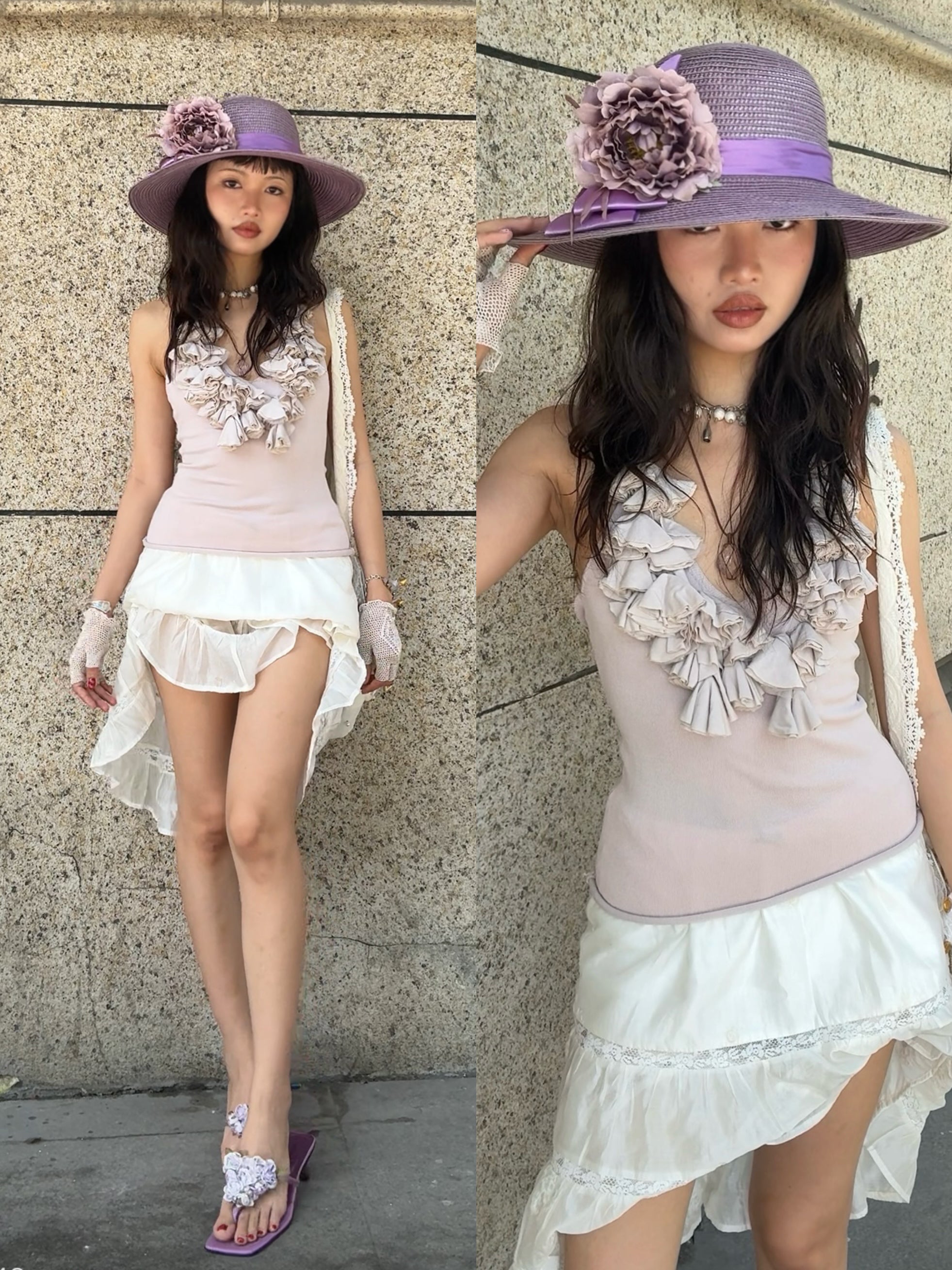 Floral Lace Halter Tank Top