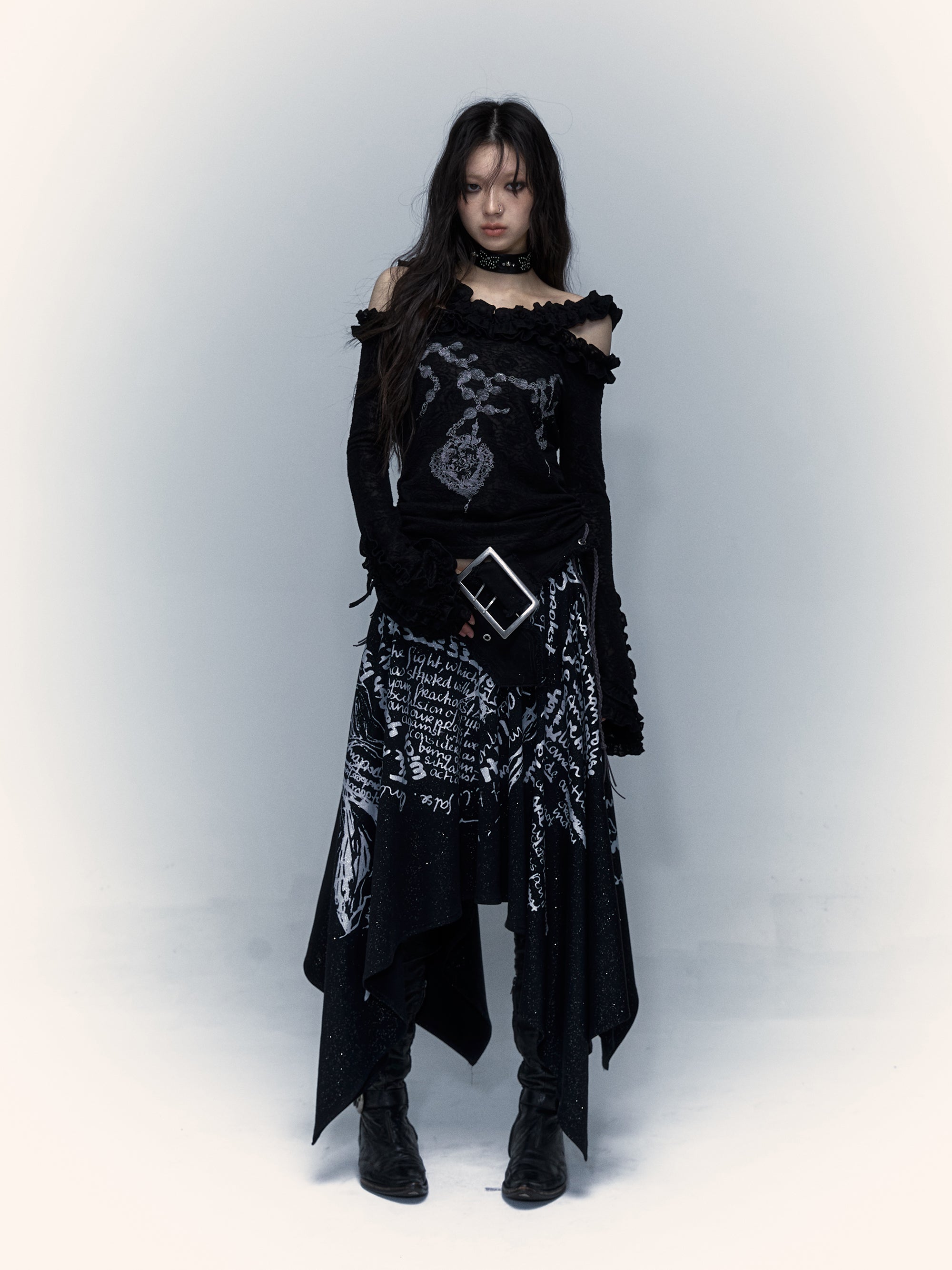 Punk Printed Sheath Dress Halter