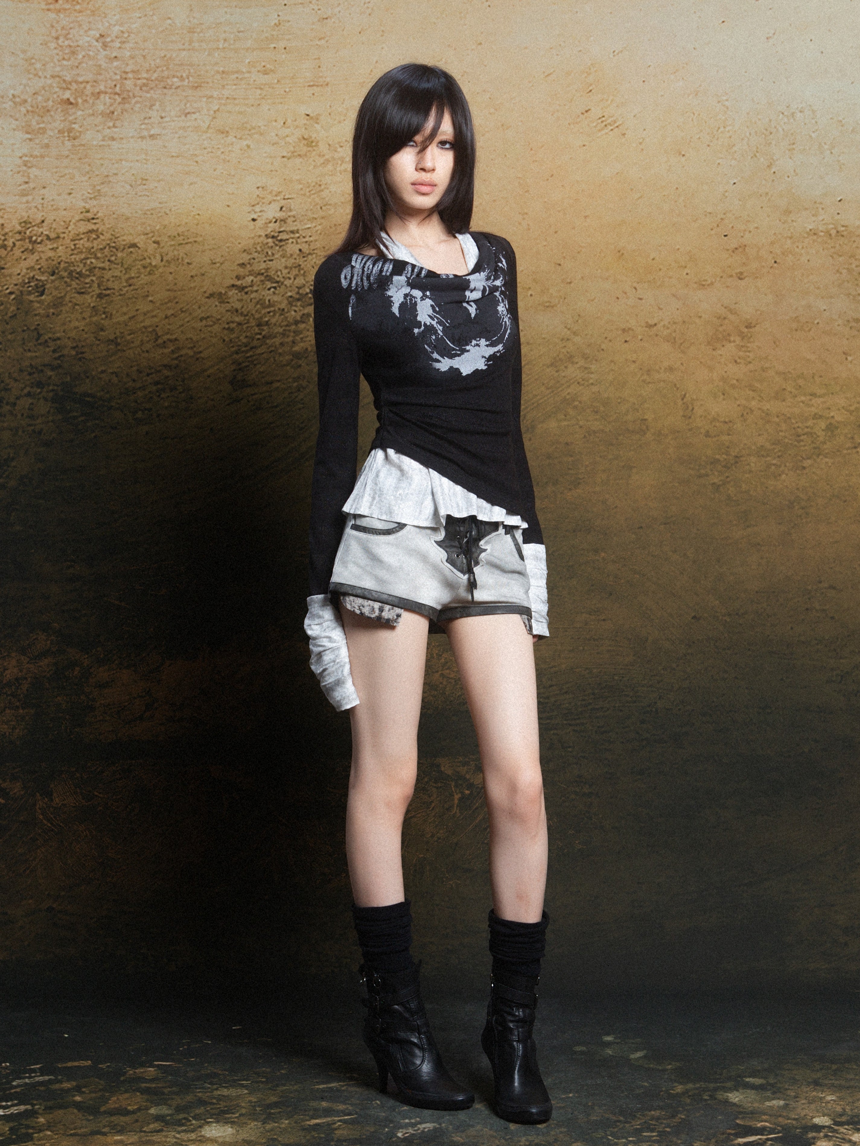Knit & PU Hybrid Shorts & Leg Warmers