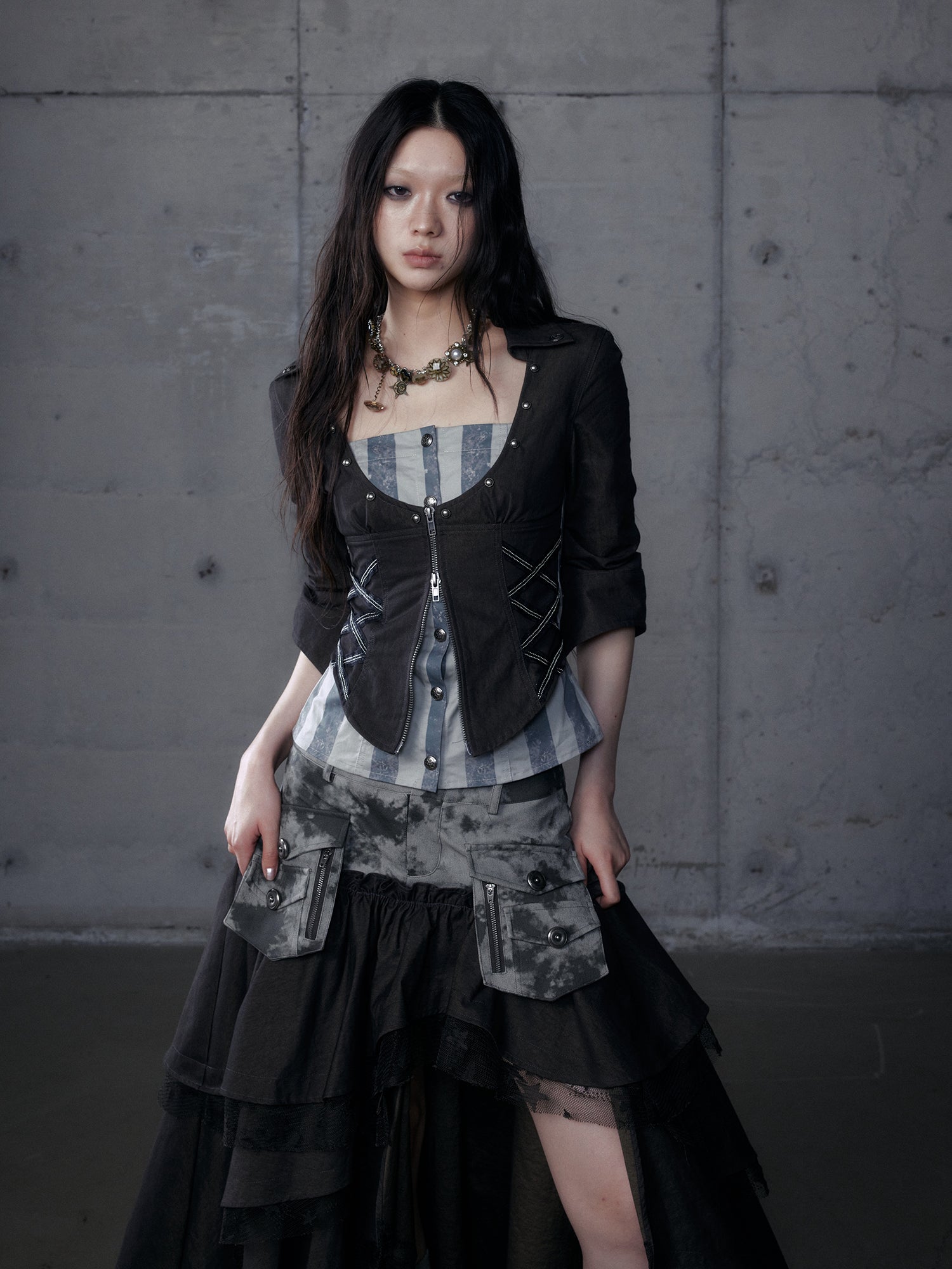 Vintage Punk Baroque Fake Two-Piece Long Sleeve Shirt