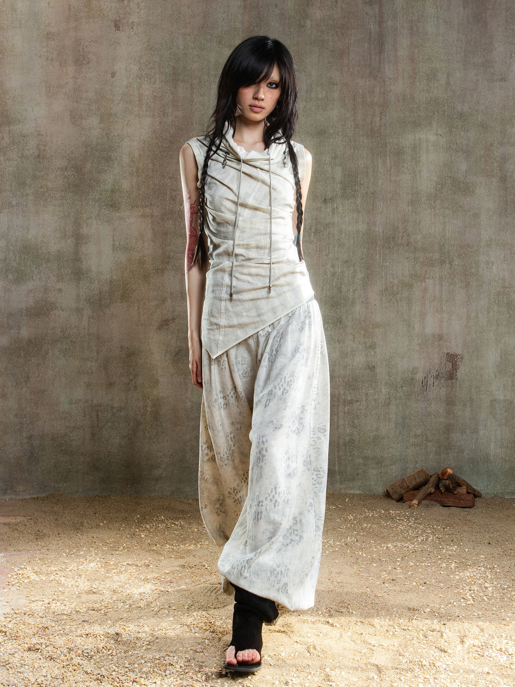 Pleated Asymmetrical Tank Top