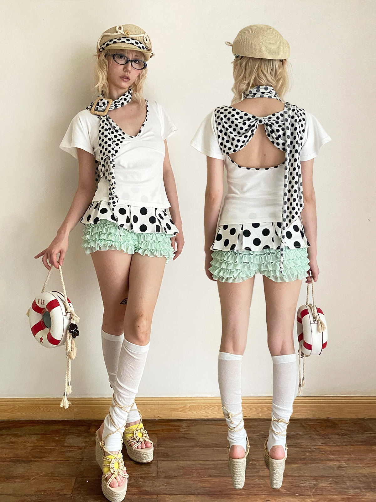 Back Cutout Bow Tie Tee