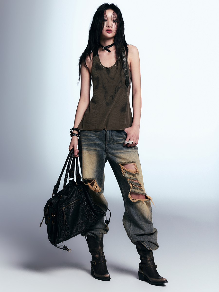 Vintage Washed Wide-Leg Jeans