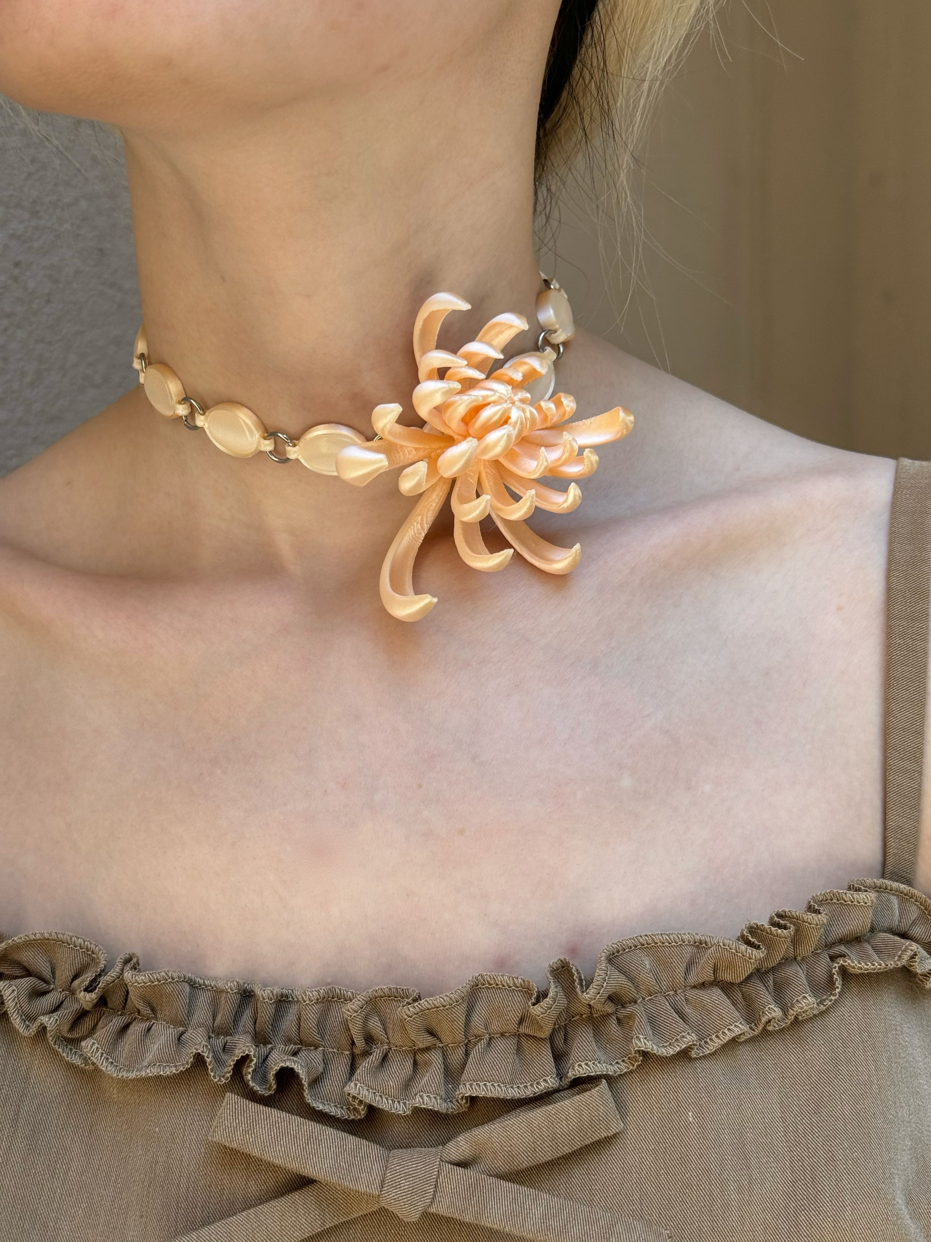 Firework Chrysanthemum Chrysoberyl Sterling Silver Chocker