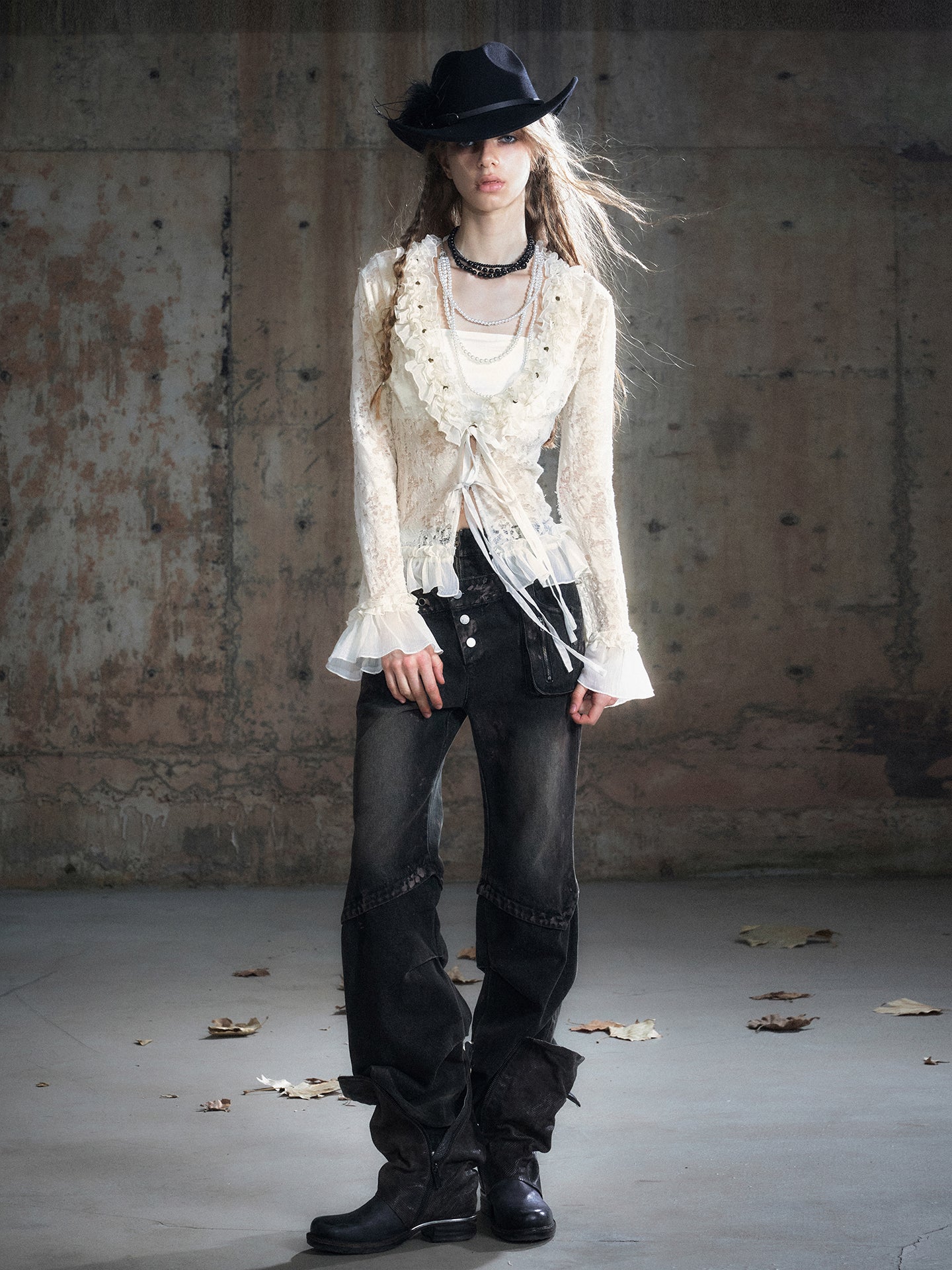 Tie-Dye Double Waist Paneled Jeans