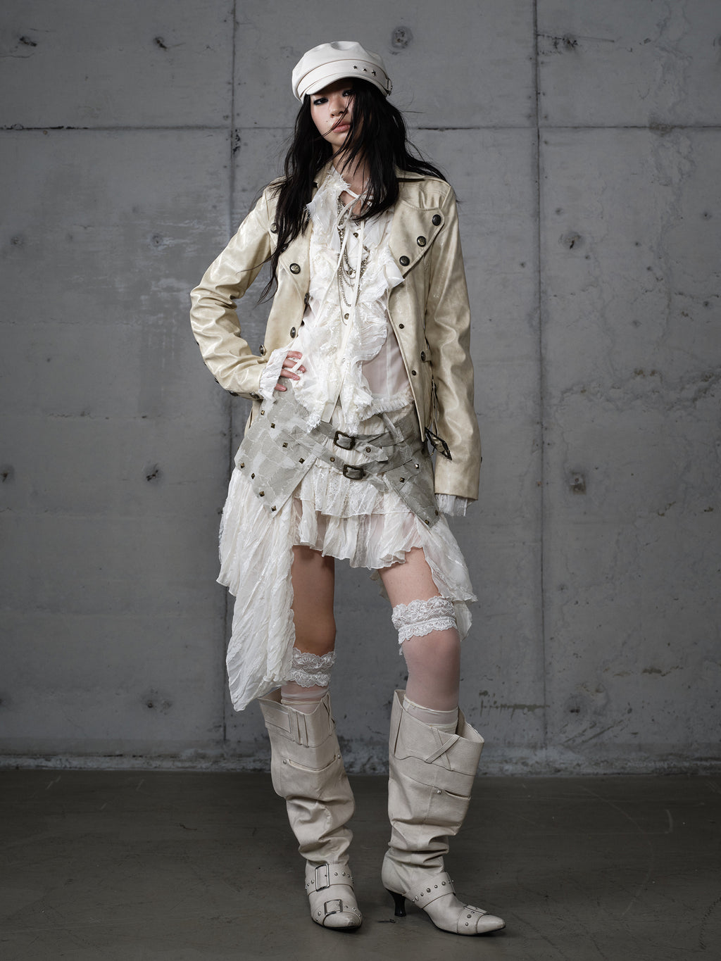 Deconstructed Fitted Leather Jacket