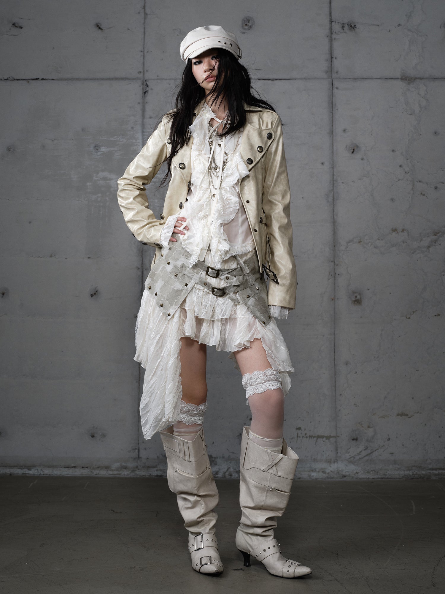 Deconstructed Fitted Leather Jacket