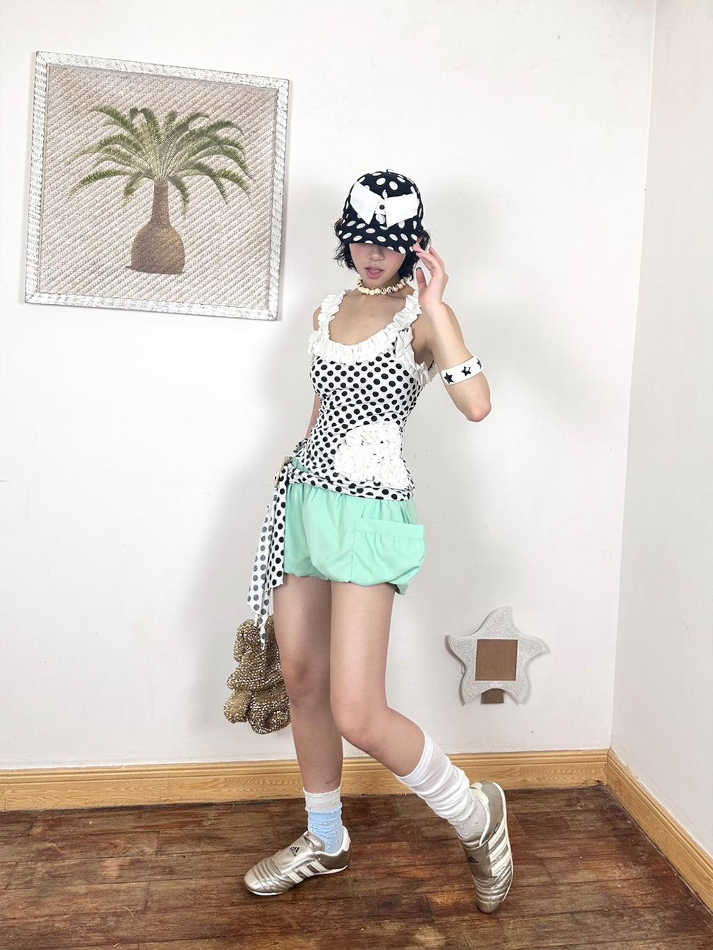 Handmade Dot Lace Flower Camisole