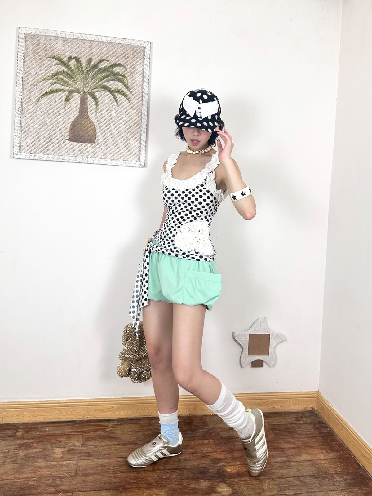 Handmade Dot Lace Flower Camisole