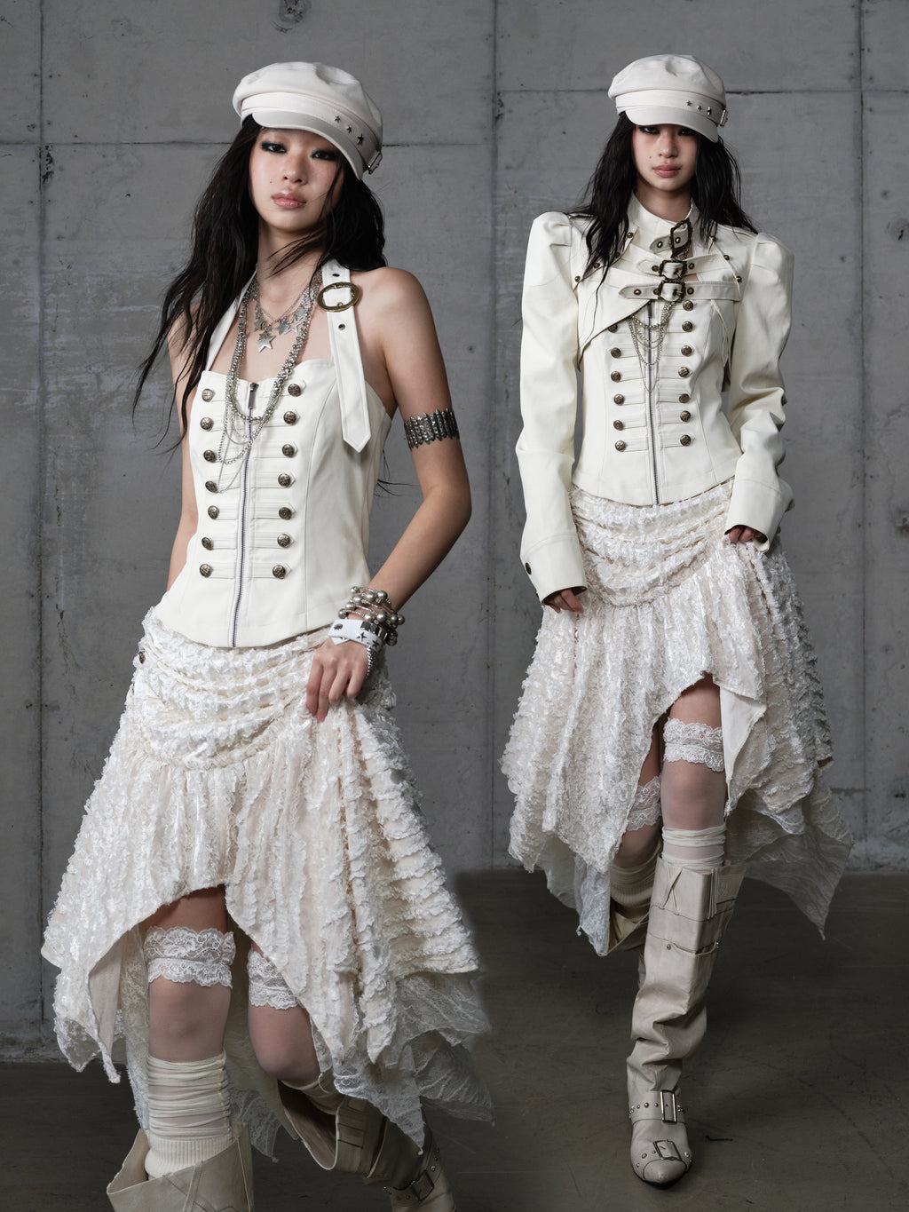 Plaid Velvet Leather Corset Asymmetric Halter Dress