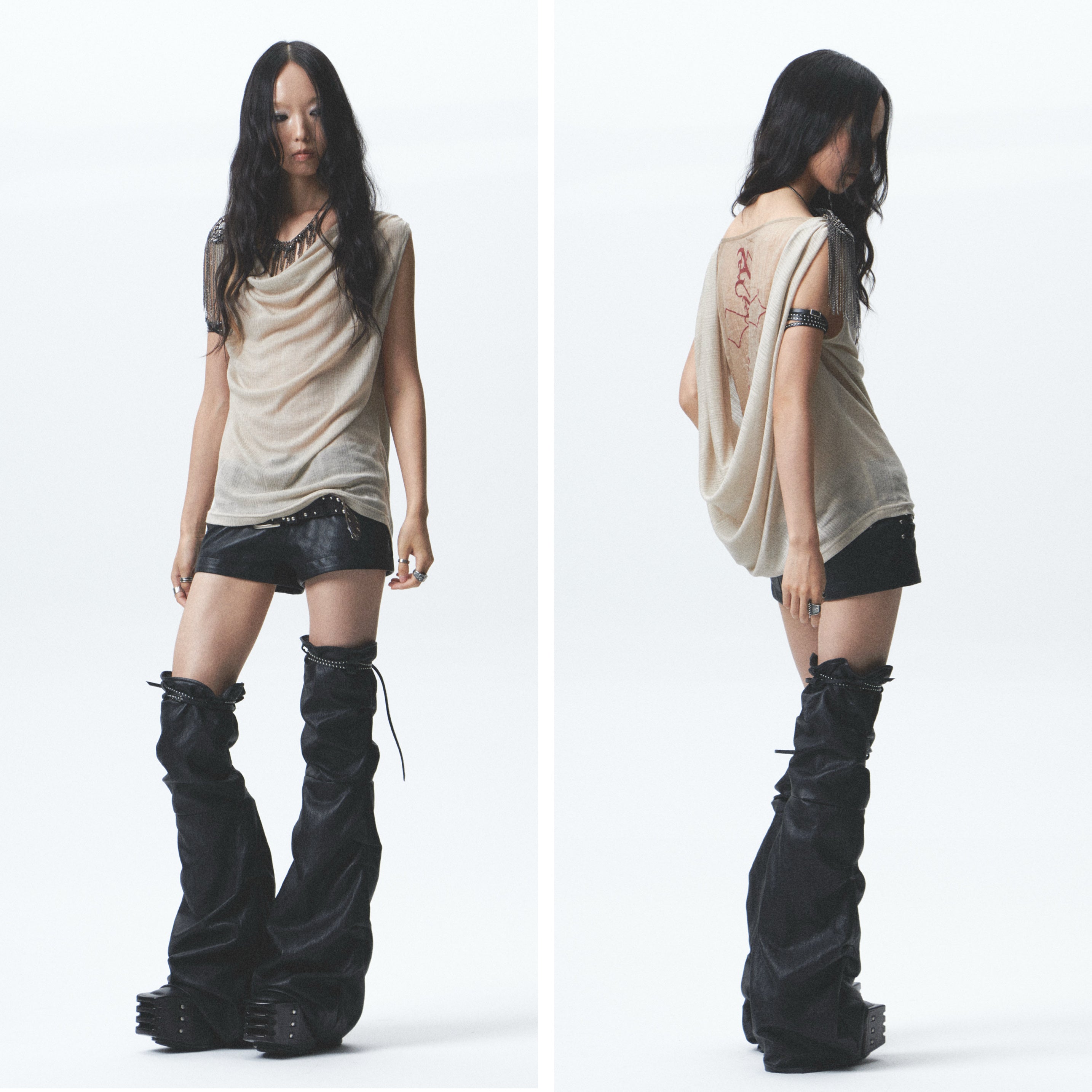 Premium Leather Shorts with Detachable Leg Warmers Set ｜Presale