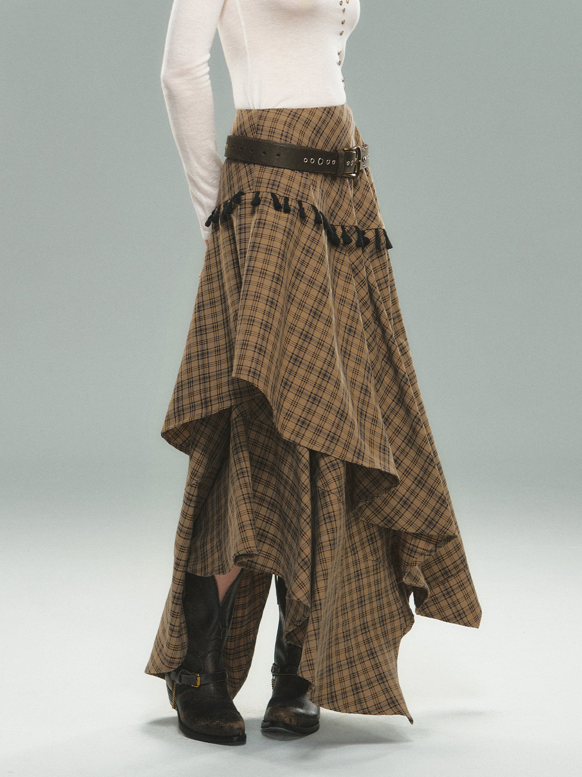 Irregular Plaid Skirt