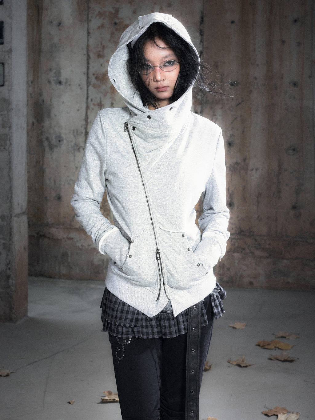 Asymmetric Deconstructed Collar Hoodie