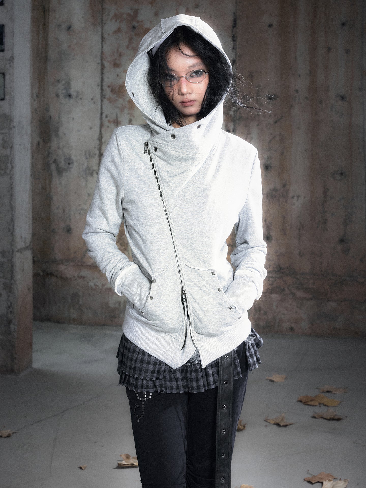 Asymmetric Deconstructed Collar Hoodie