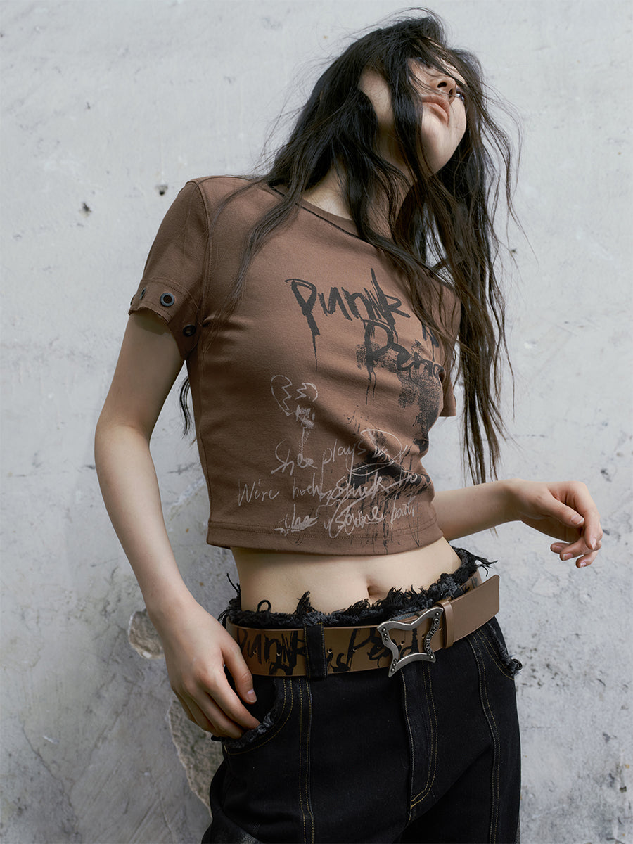 Distressed Butterfly Buckle Belt
