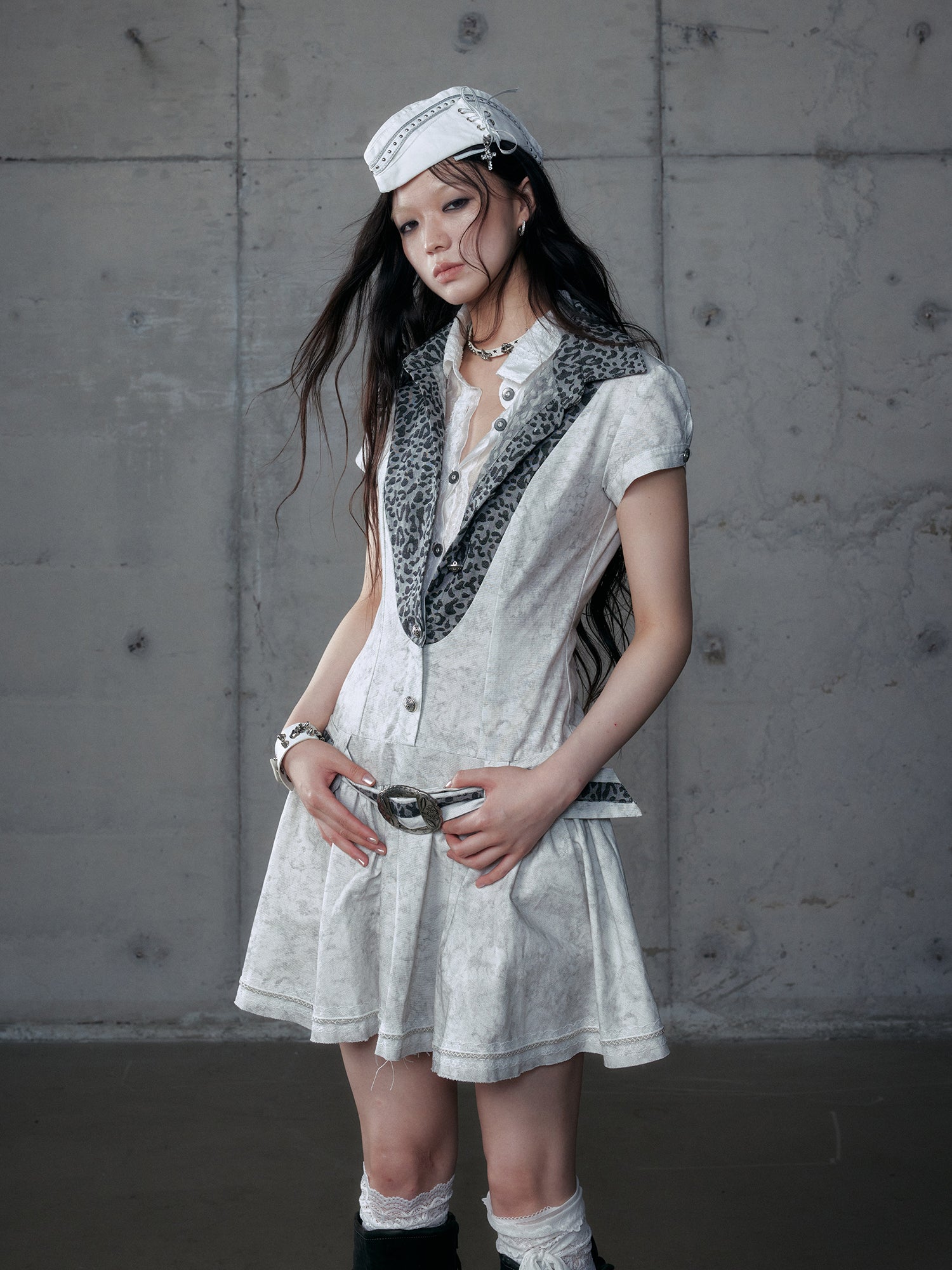 Short Sleeve Fake Two-Piece Dress