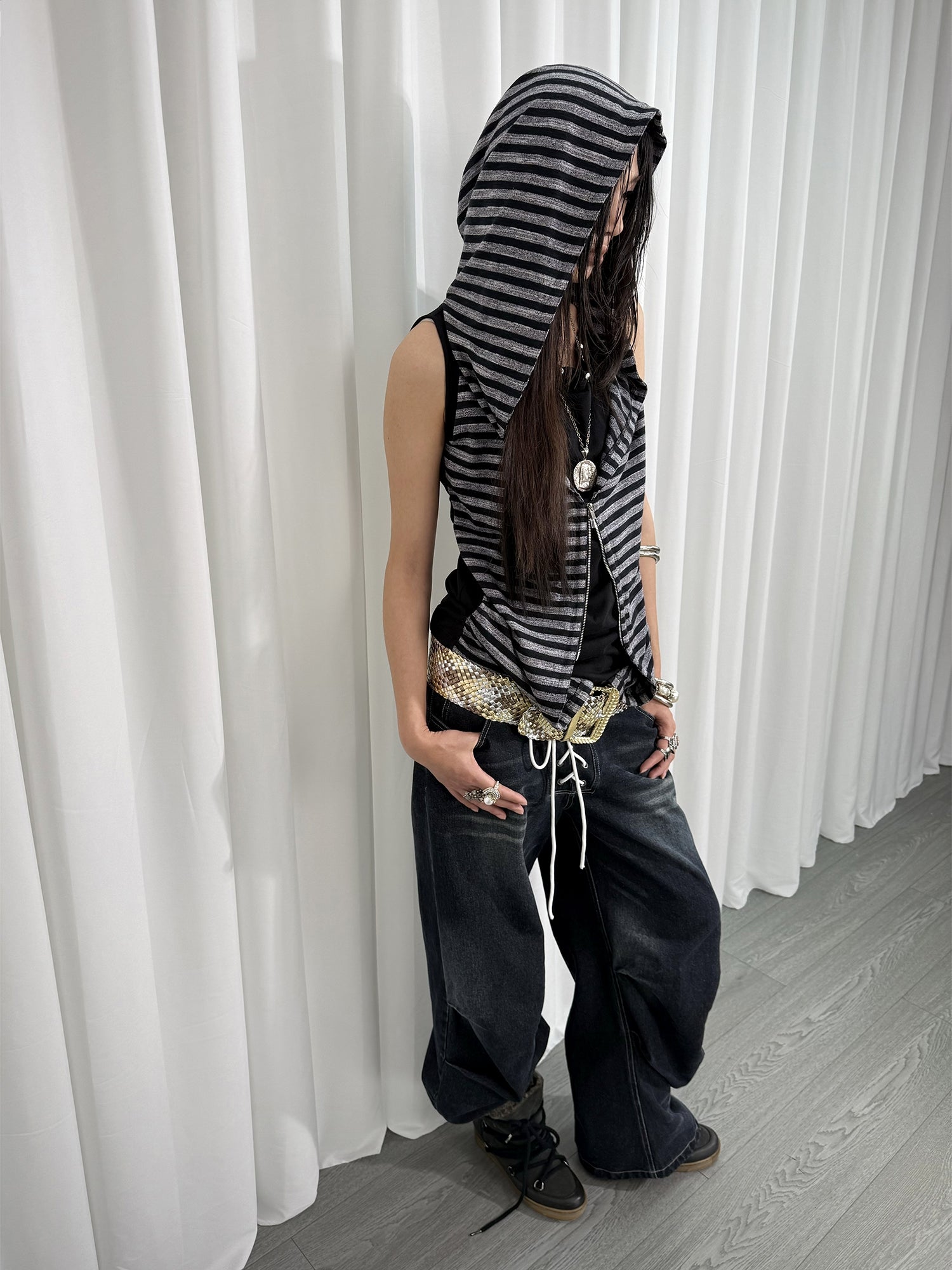 Draped Hooded Vest
