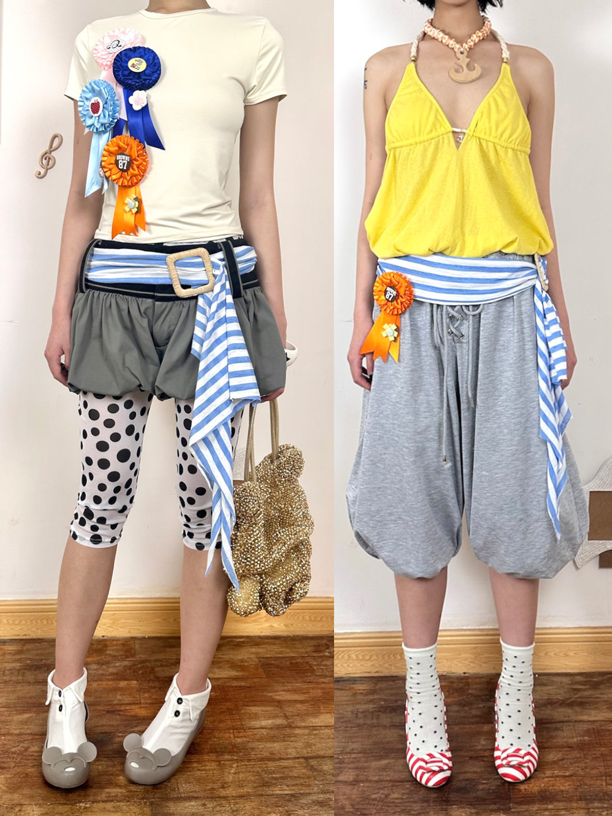 Multi-Function Cotton Polka Dot Adjustable Headscarf/Belt/Scarf
