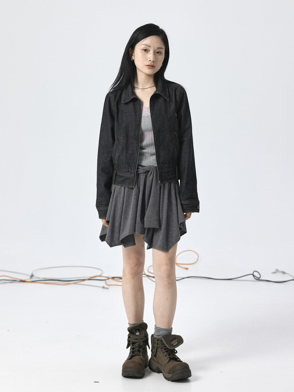 Detachable Sleeve Asymmetric Skirt