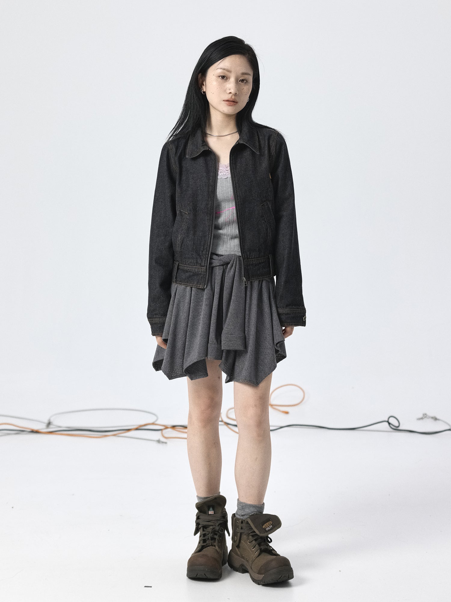 Detachable Sleeve Asymmetric Skirt
