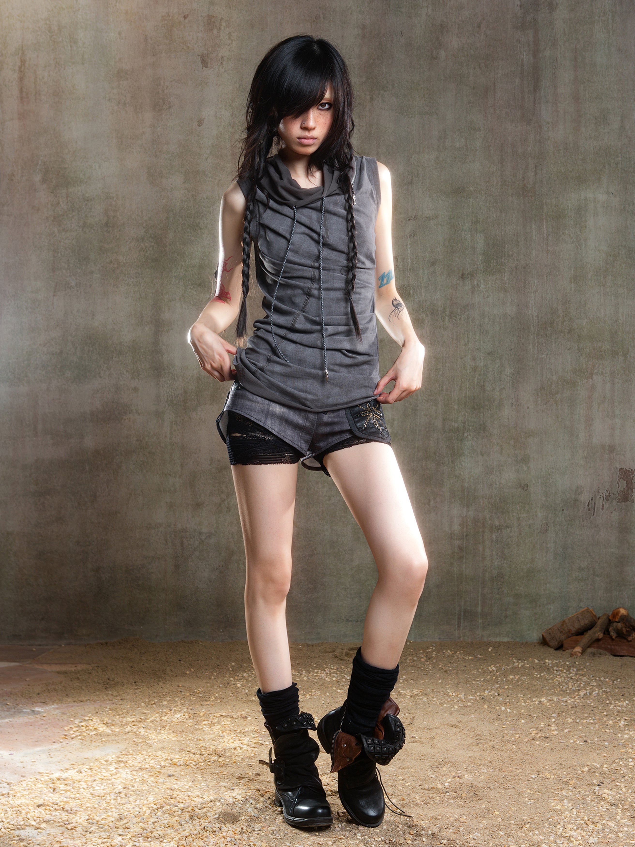 Asymmetric Tie-Waist Shorts