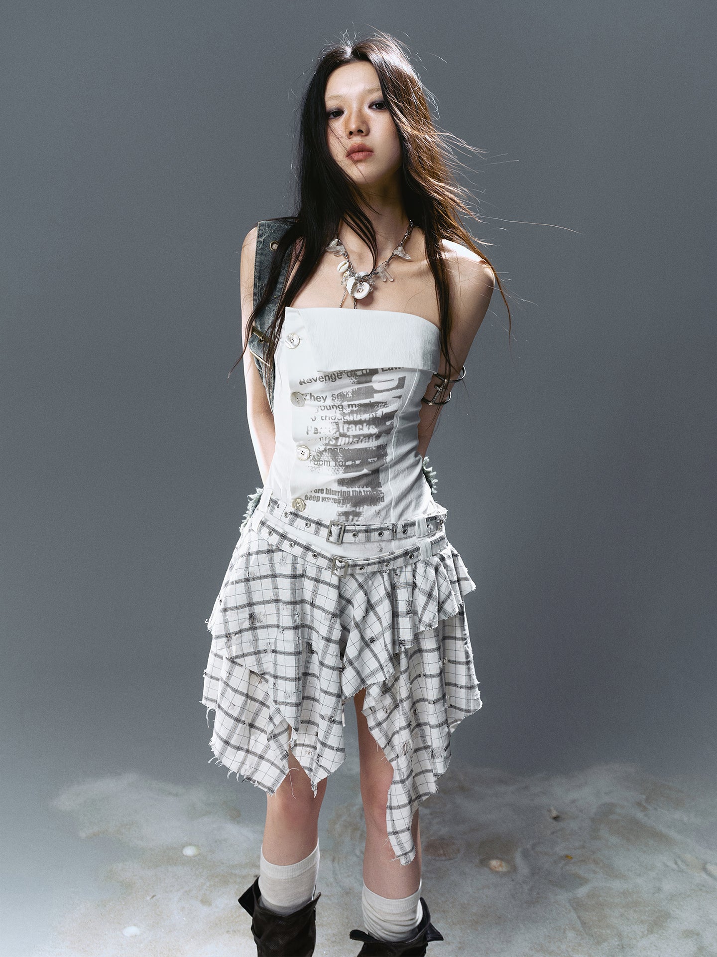 Graffiti Print Pleated Irregular Dresses