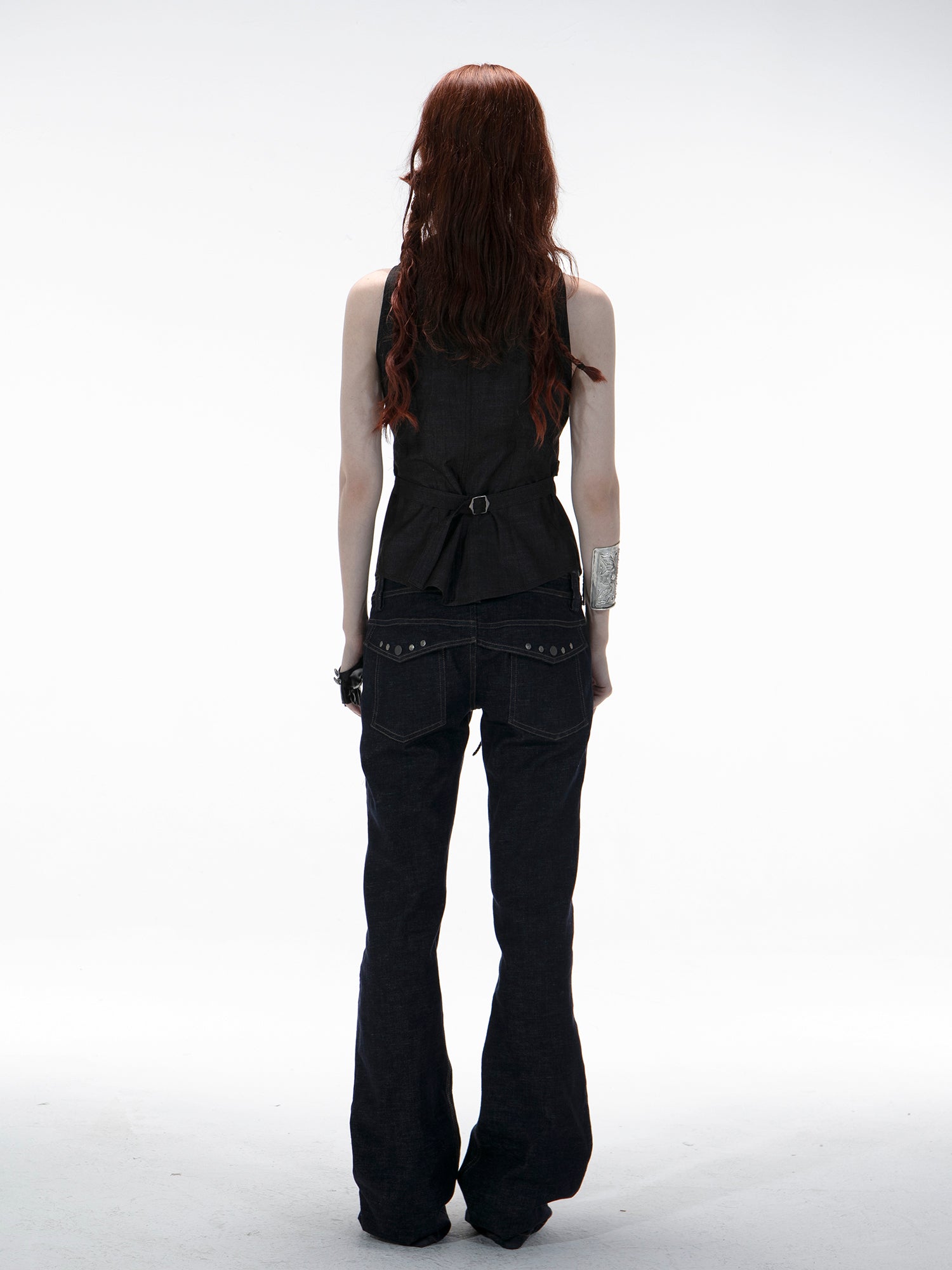 Double-Waist Straight Leg Raw Denim Jeans