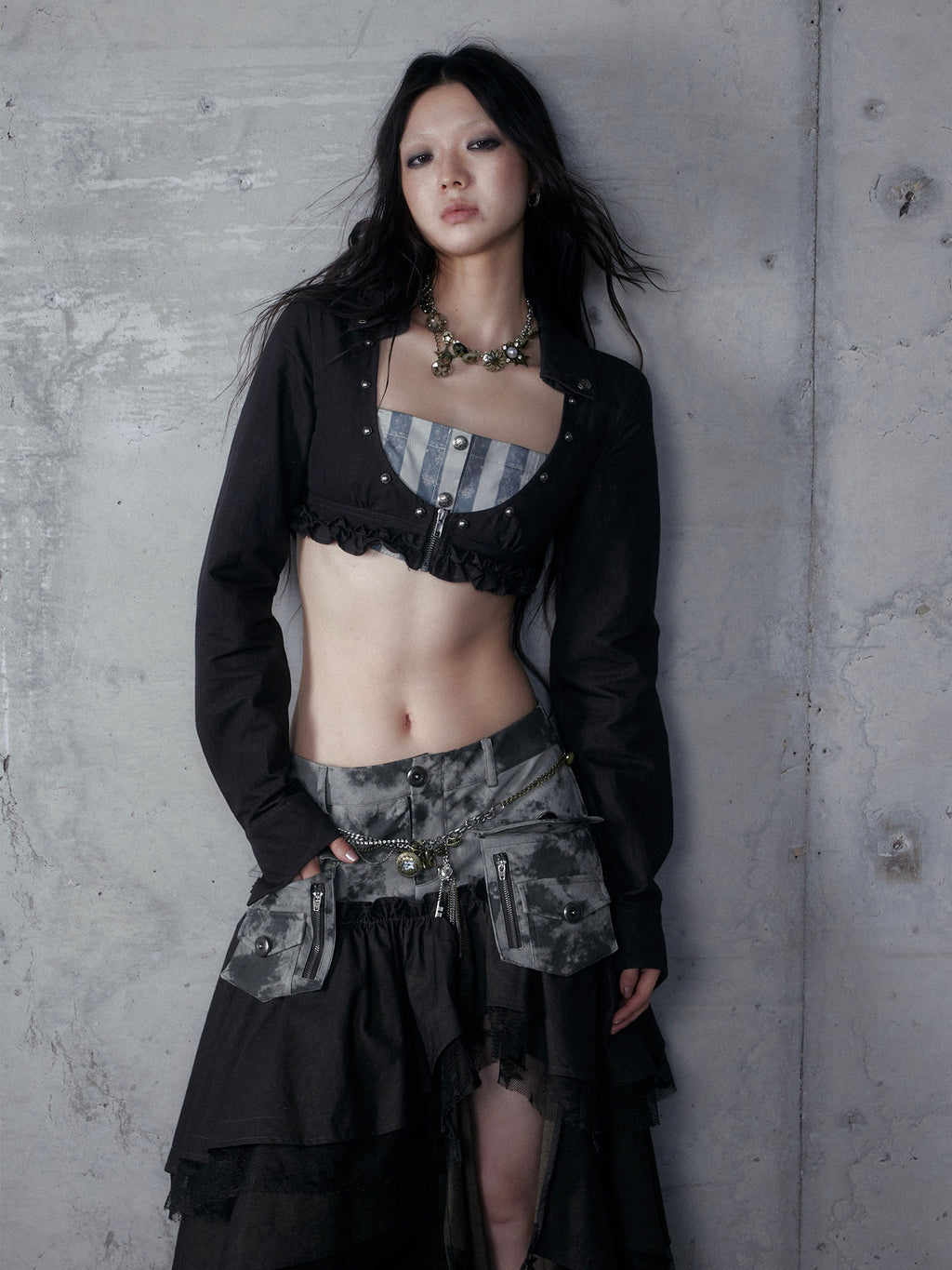 Vintage Punk Baroque Fake Two-Piece Long Sleeve Shirt