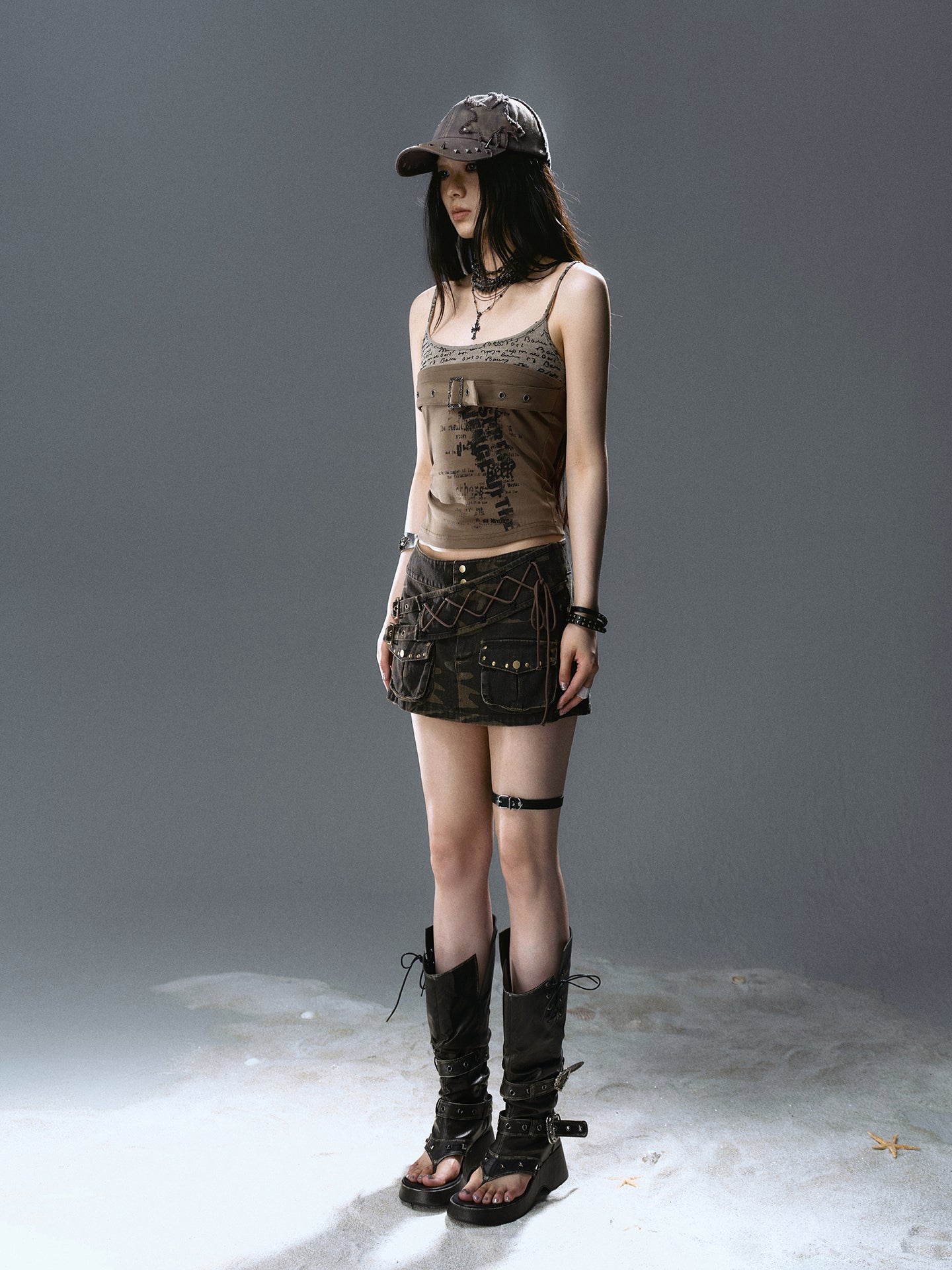 Vintage Camo Low-Waist Mini Skirt