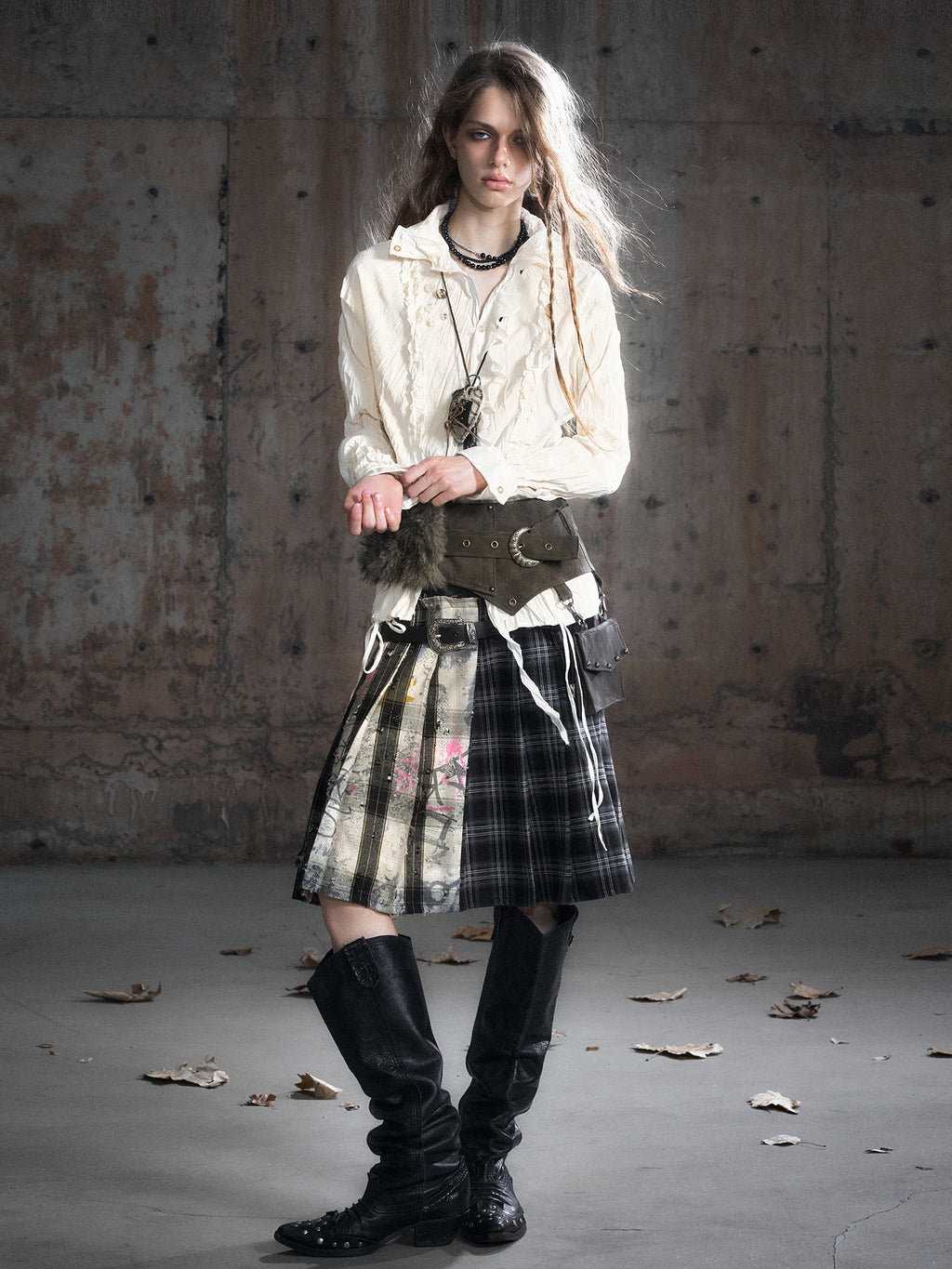 Ruffle Panel Chiffon Blouse