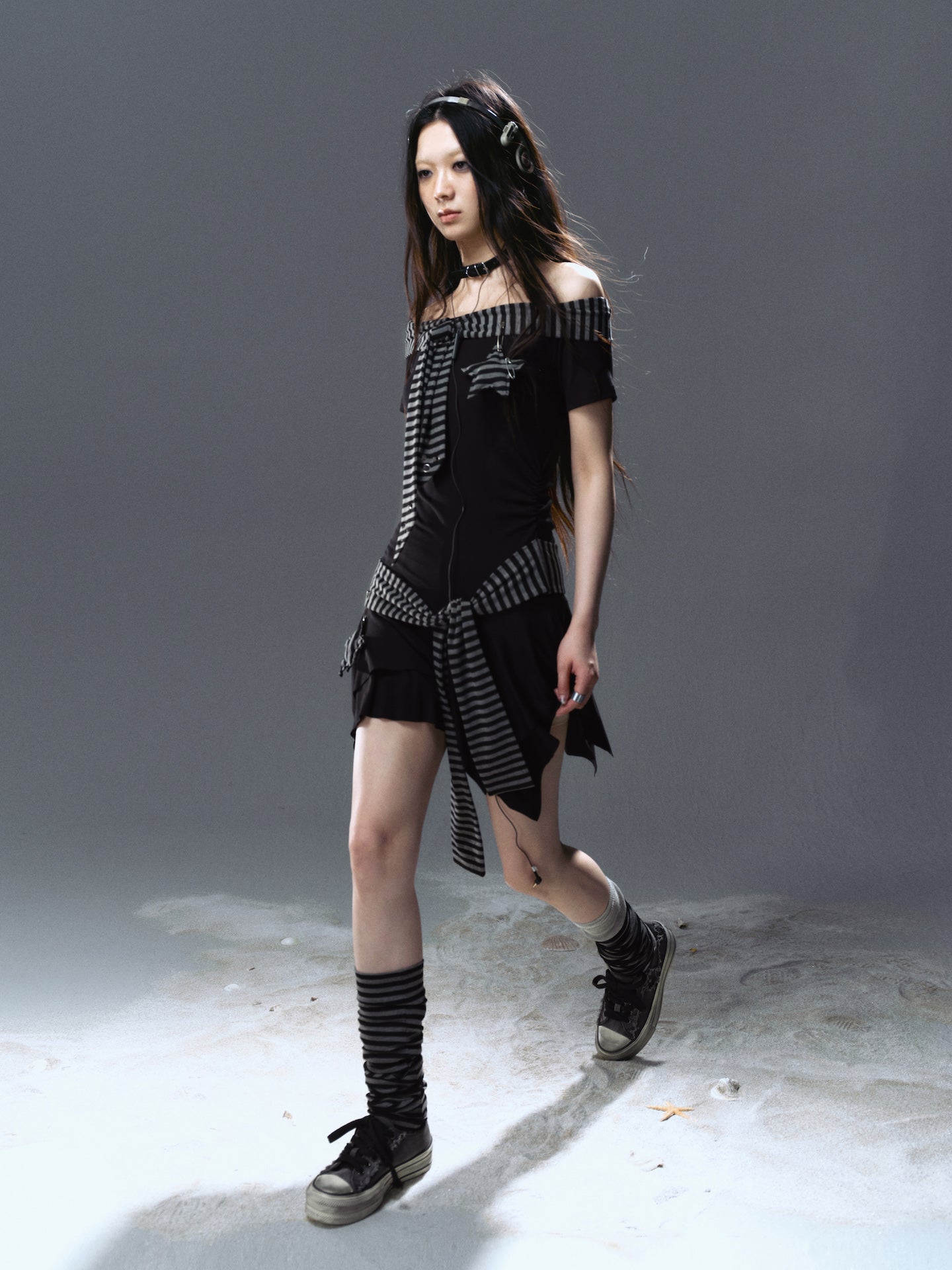 Punk Starfish Striped Tube Dress