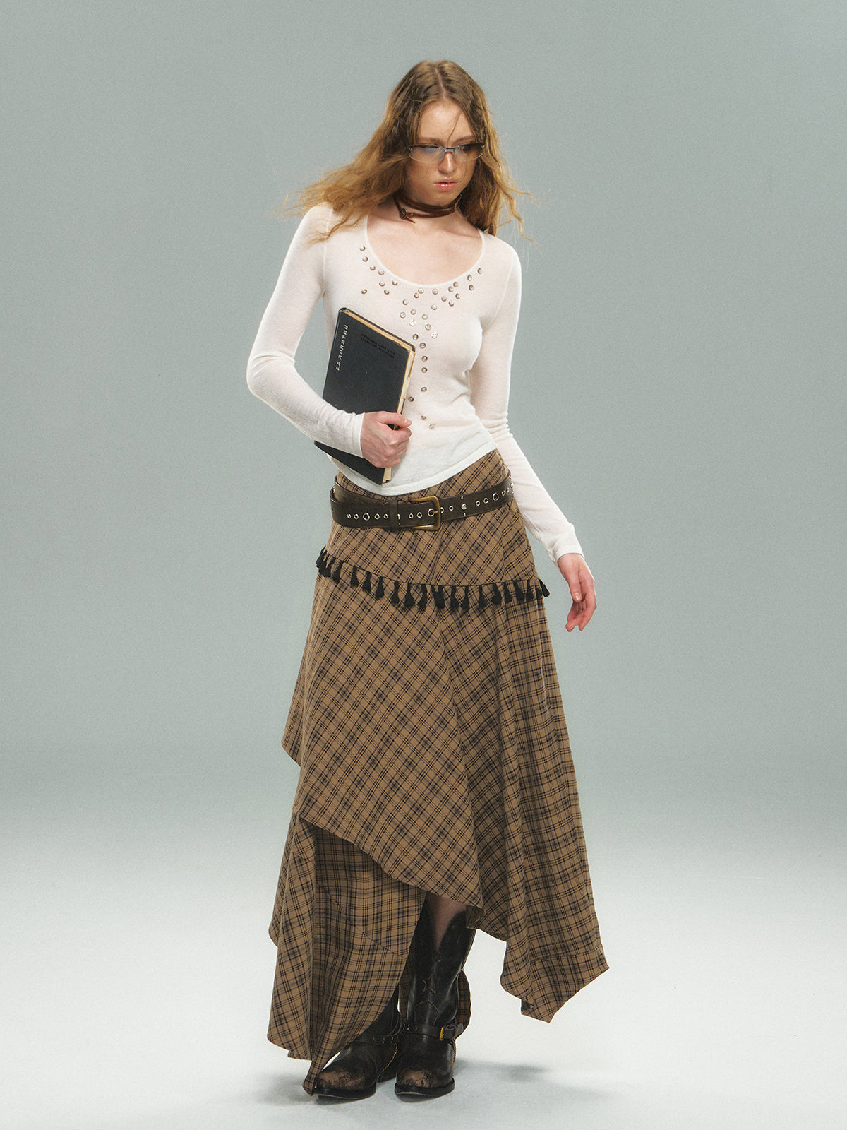 Irregular Plaid Skirt