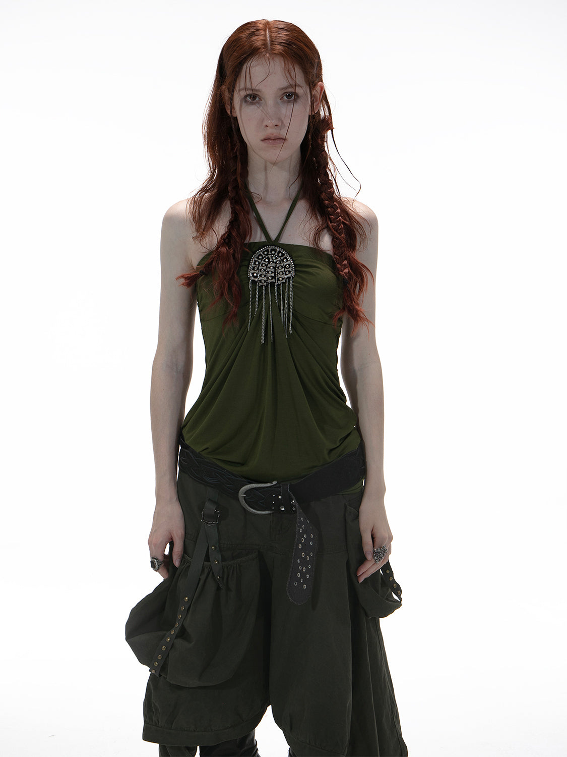 Metal Buckle Tube Halter Top