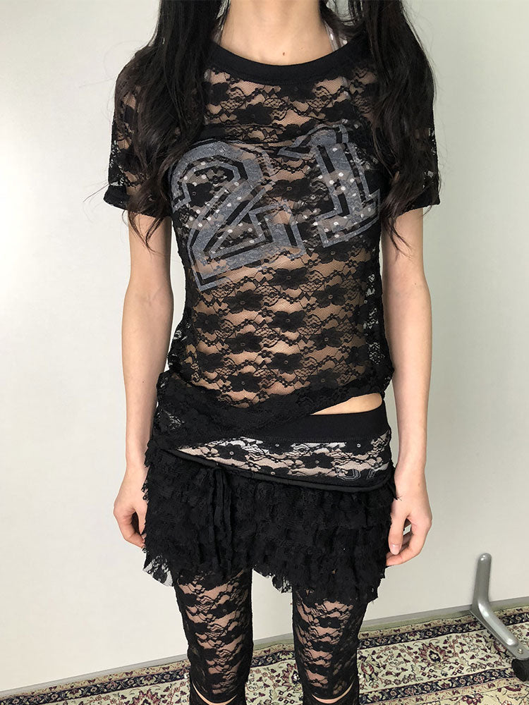 Sheer Cut-Out Cotton Tee