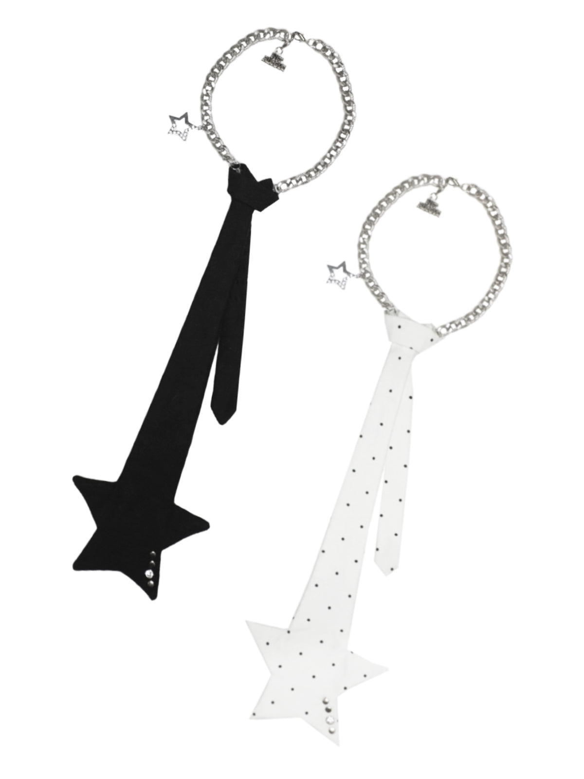 Polka Dot Studded Adjustable Necktie Choker