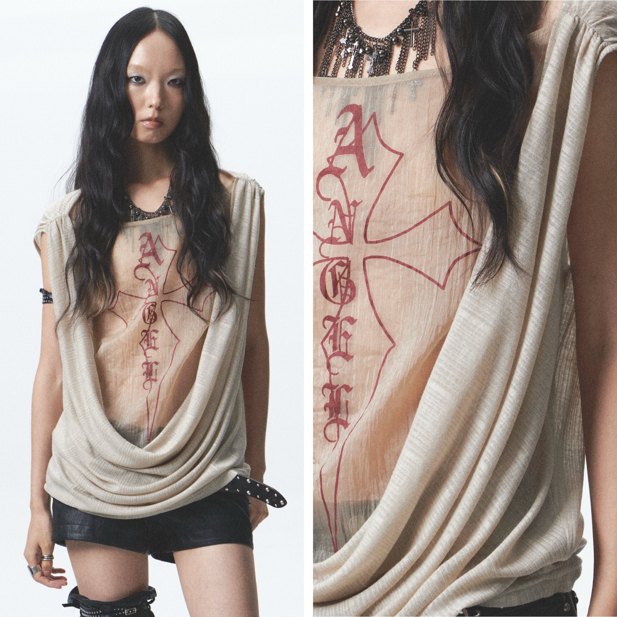 Oversized Reversible Draped Vest