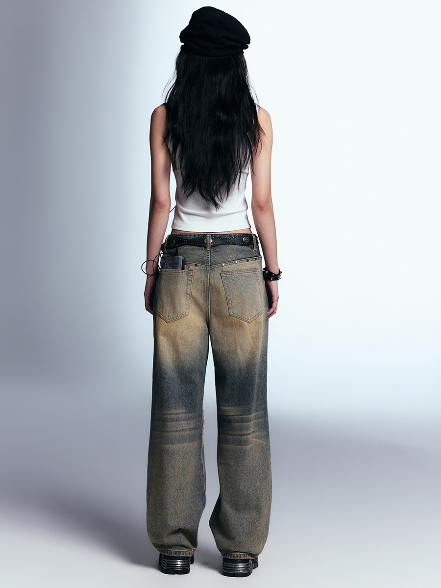 Vintage Washed Wide-Leg Jeans