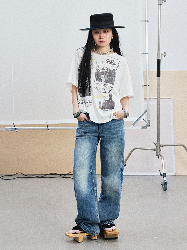 Oversized Telegram Print T-Shirt