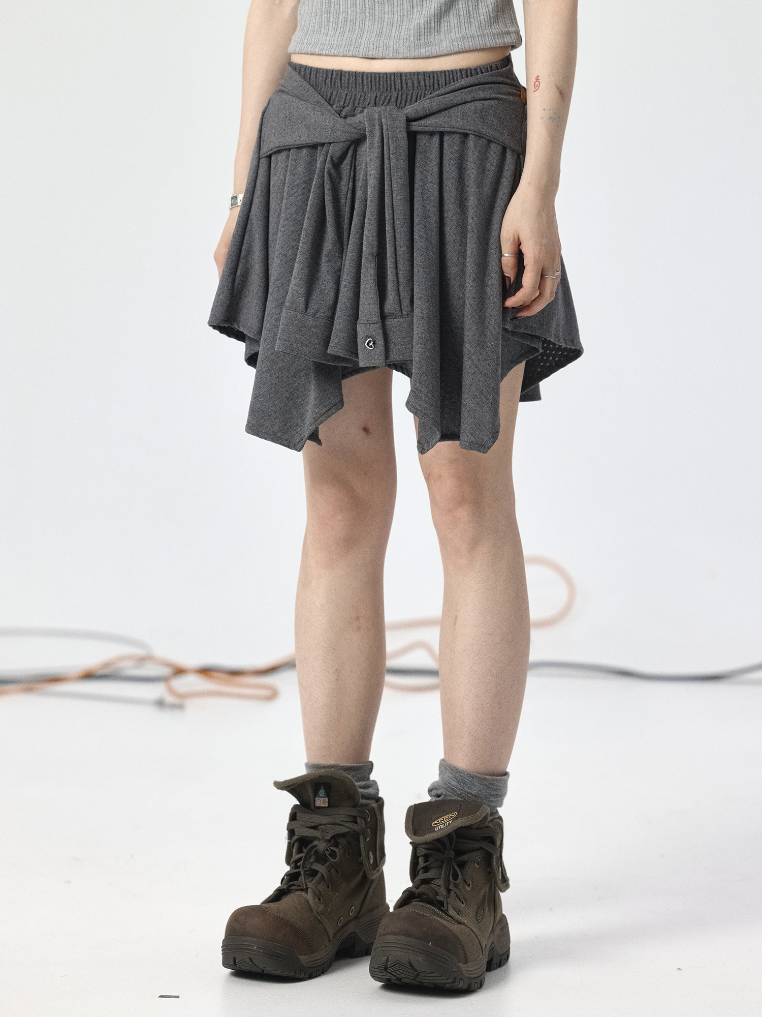 Detachable Sleeve Asymmetric Skirt