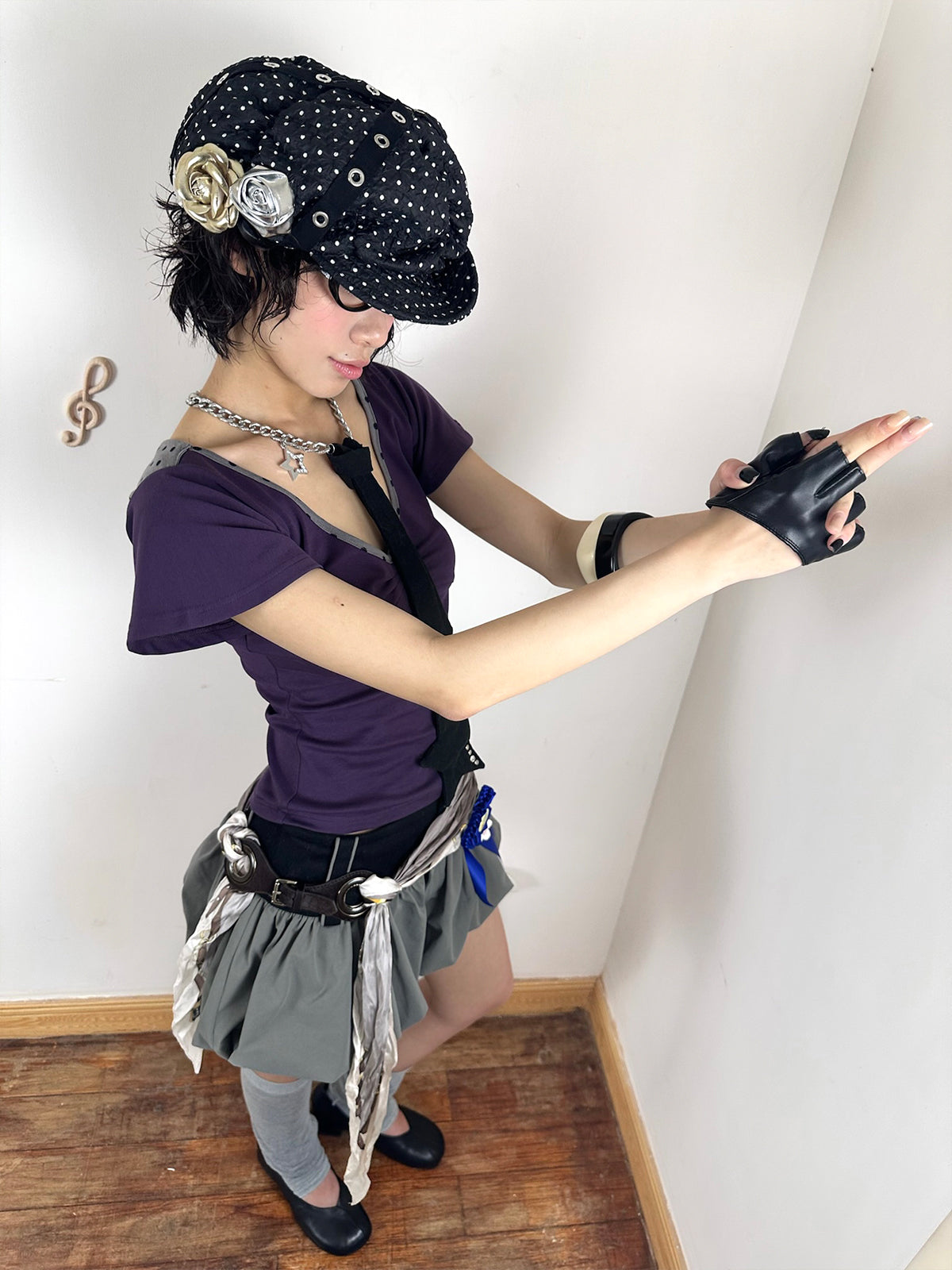 Handmade 3D Leather Dot Beret