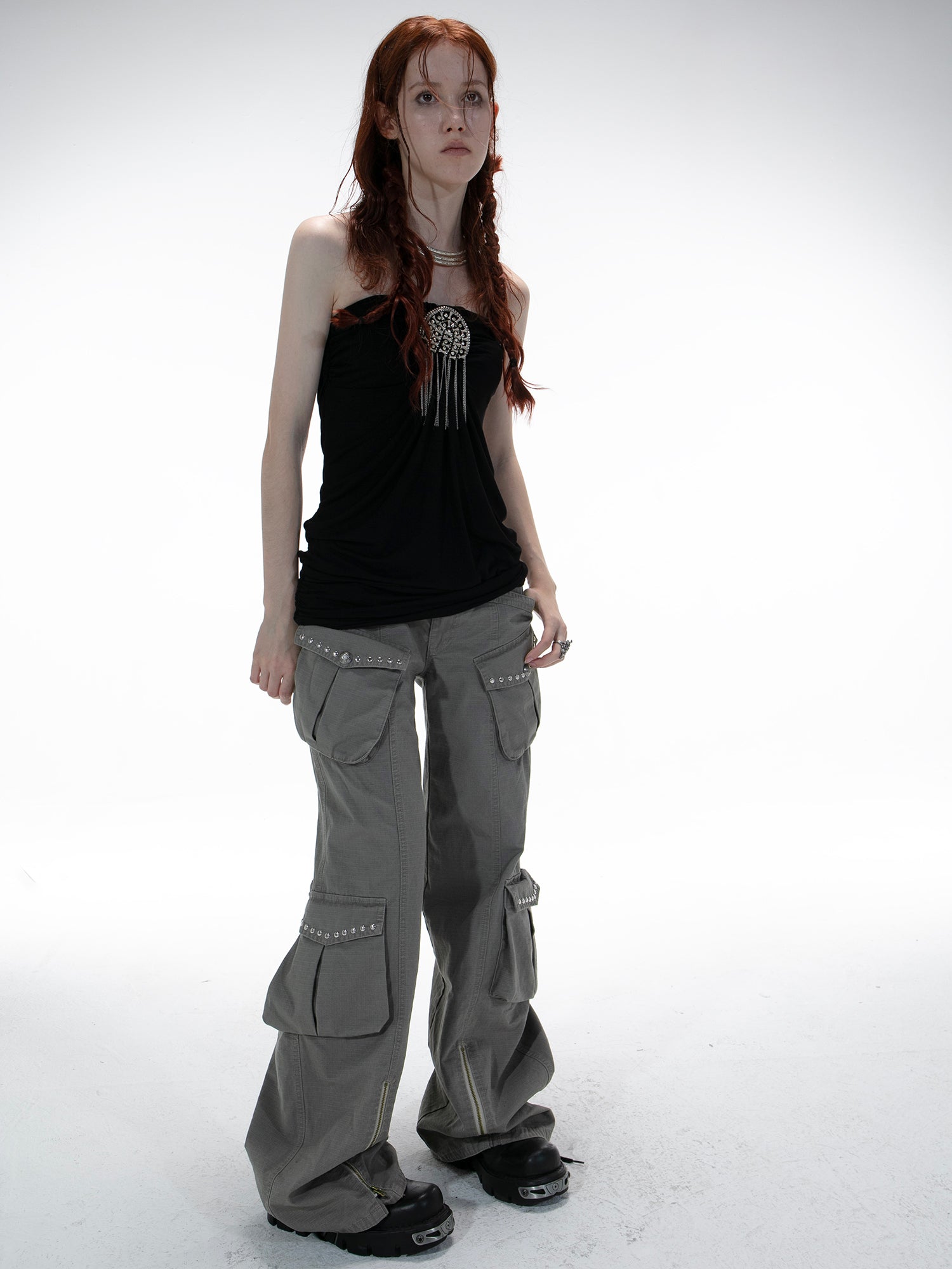Western Style Wide-Leg Utility Pants