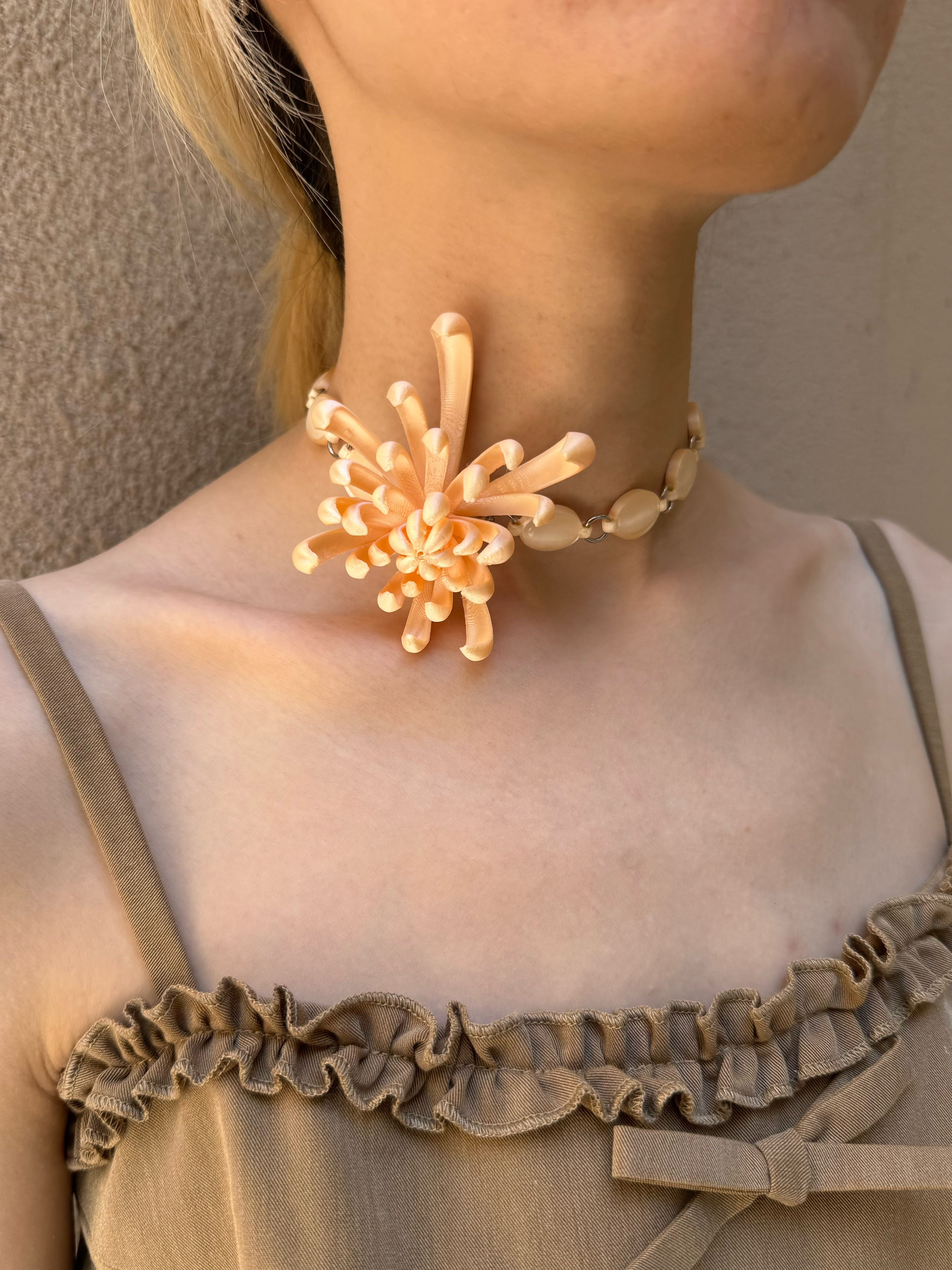 Firework Chrysanthemum Chrysoberyl Sterling Silver Chocker