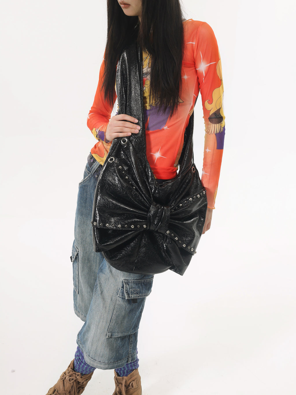 Oversized Bow Detail Crossbody Bag