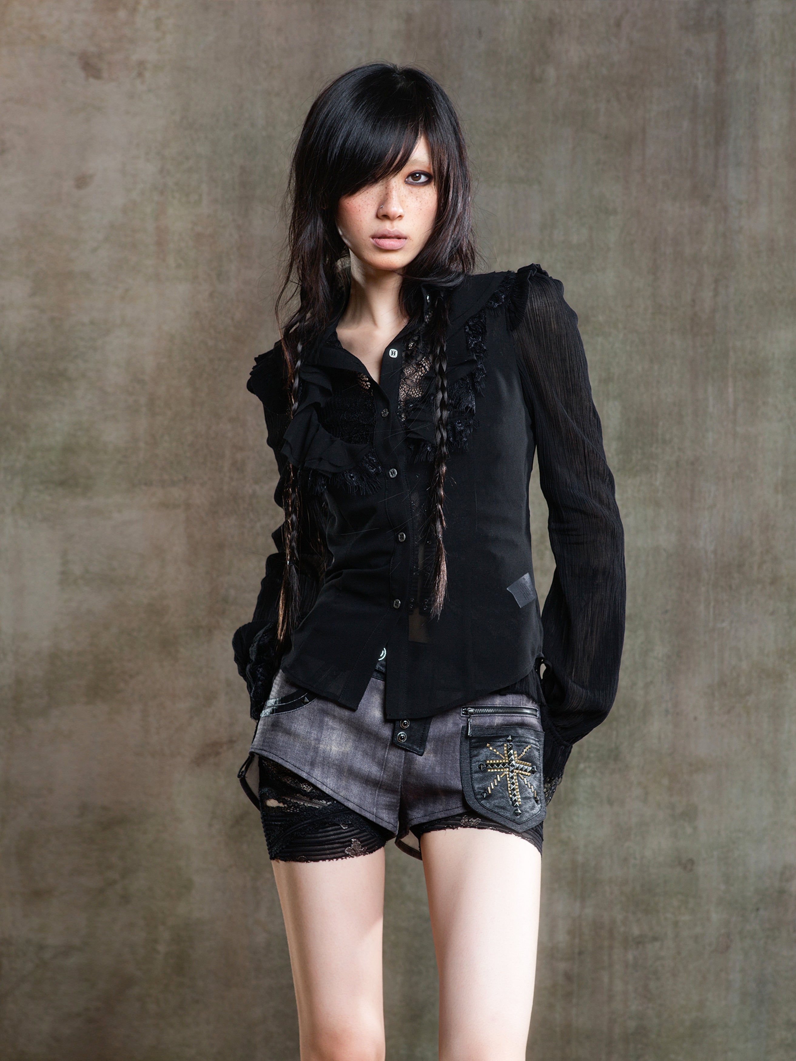 Asymmetric Tie-Waist Shorts