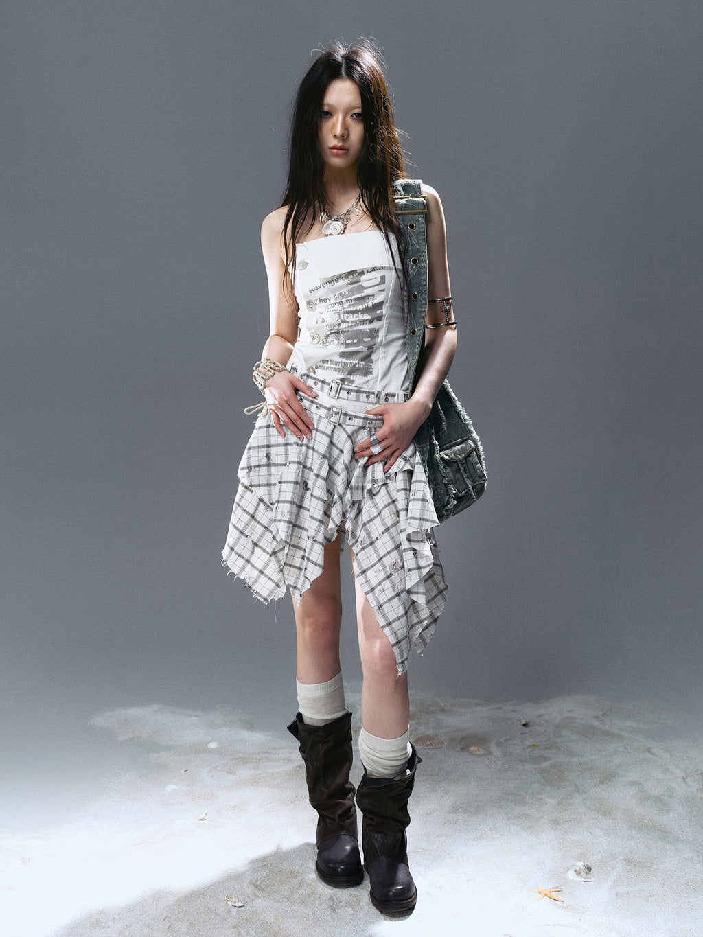 Graffiti Print Pleated Irregular Dresses