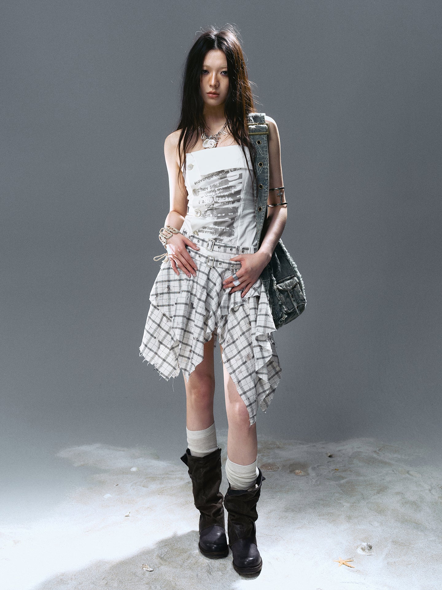 Graffiti Print Pleated Irregular Dresses